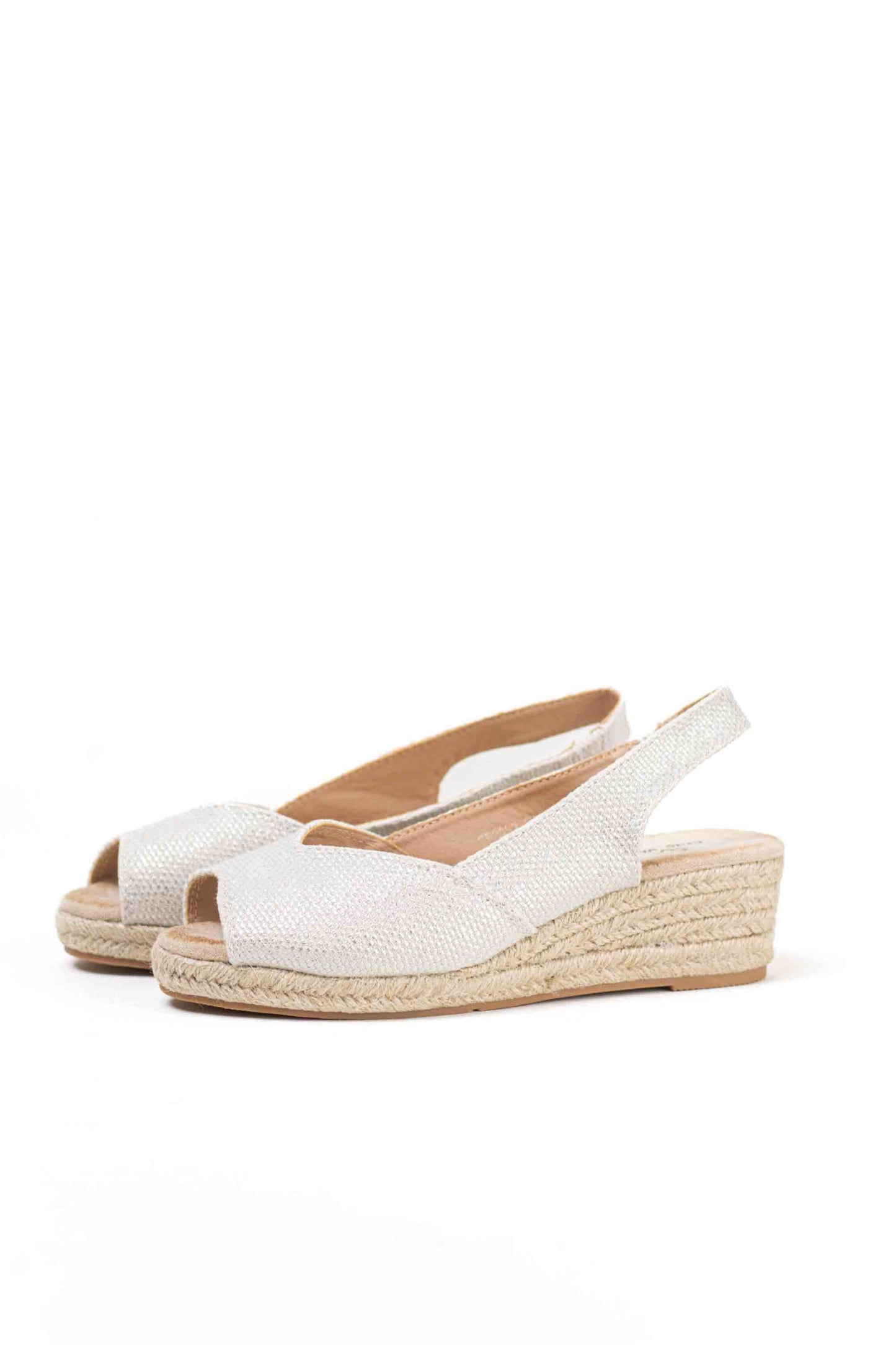 Alpargatas doradas mujer cuña baja de espartos con plataforma plantilla almhoadilla