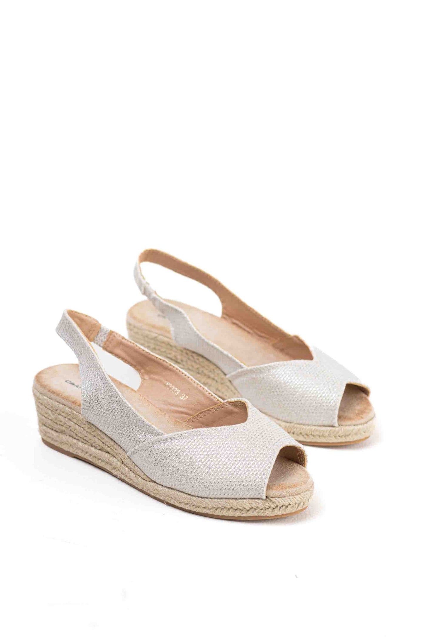 Alpargatas doradas mujer cuña baja de espartos con plataforma plantilla almhoadilla