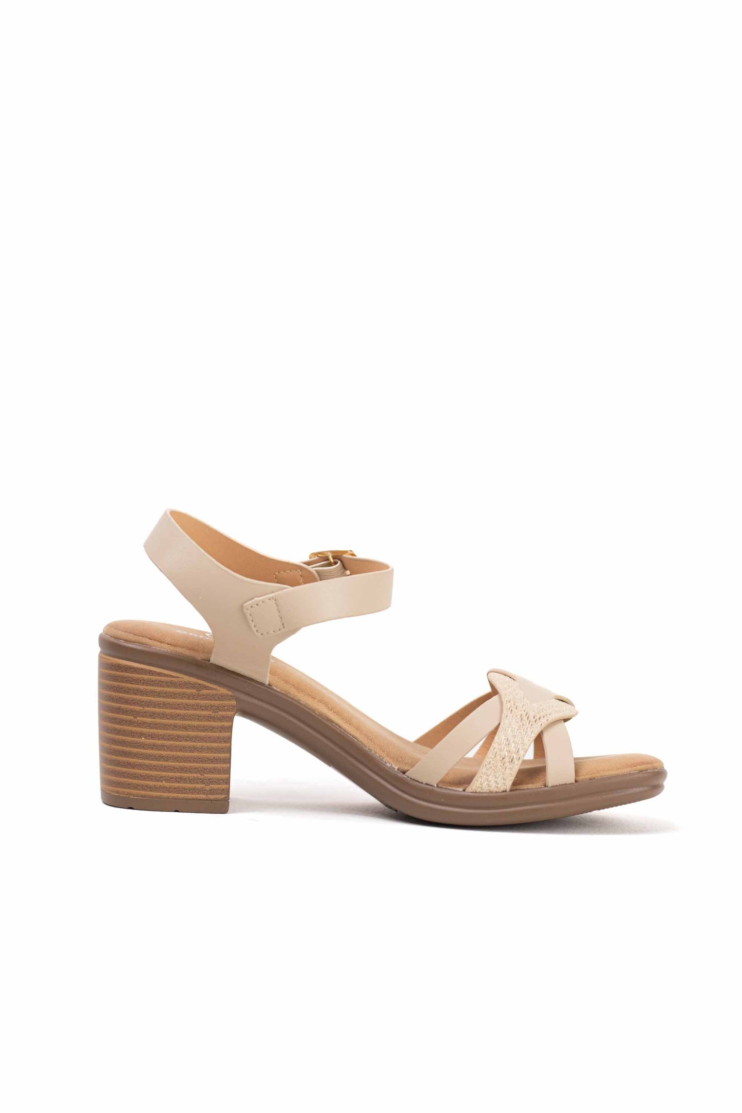 Sandalias doradas mujer tacón mediano con plataforma plantilla acolchada con tiras trenzadas