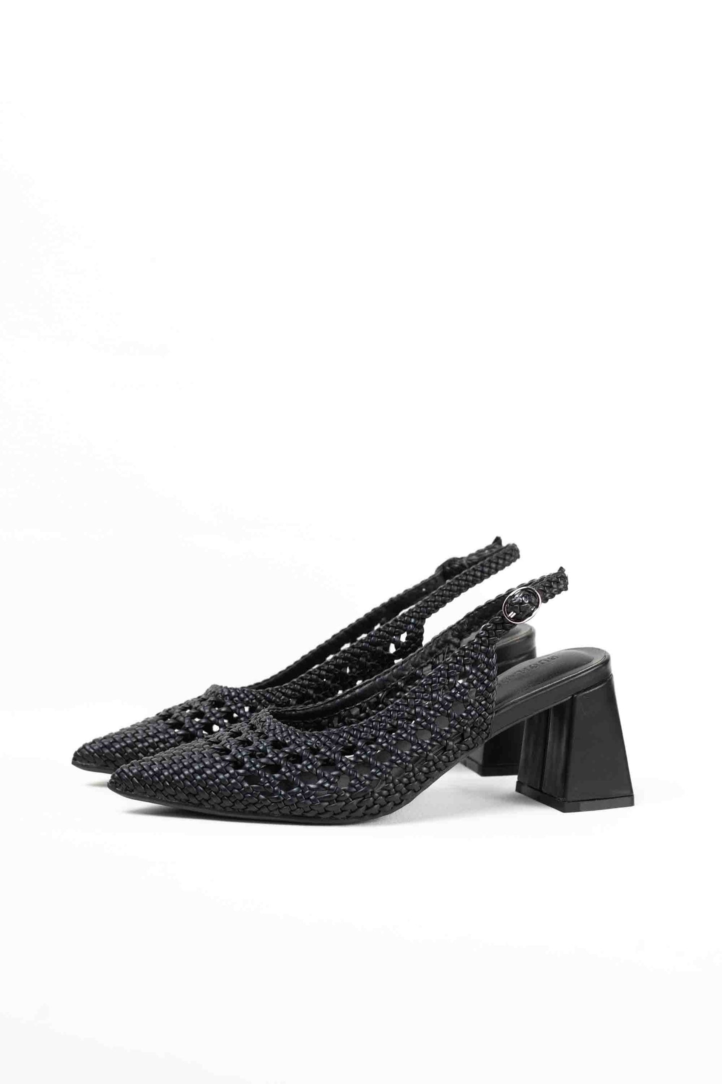 Zapatos dorados mujer de tacón bajo diseño trenzado para vestir