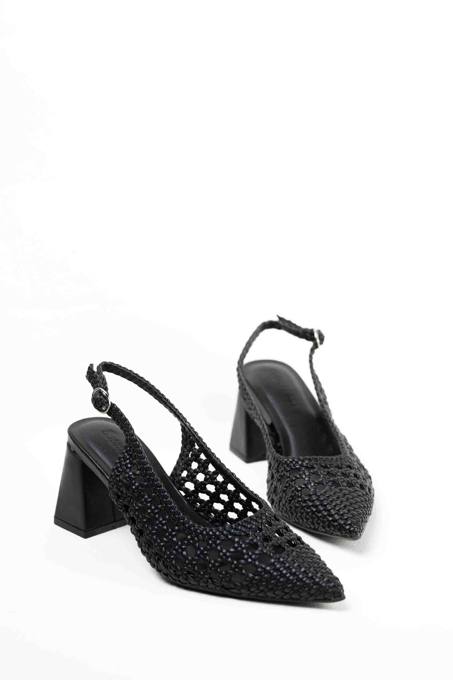 Zapatos dorados mujer de tacón bajo diseño trenzado para vestir