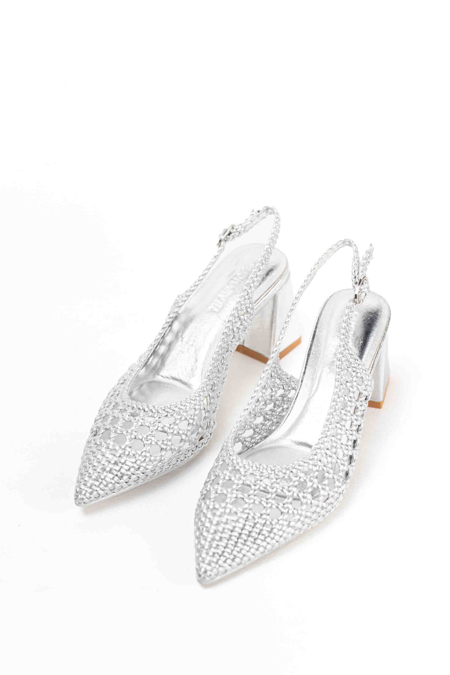 Zapatos dorados mujer de tacón bajo diseño trenzado para vestir