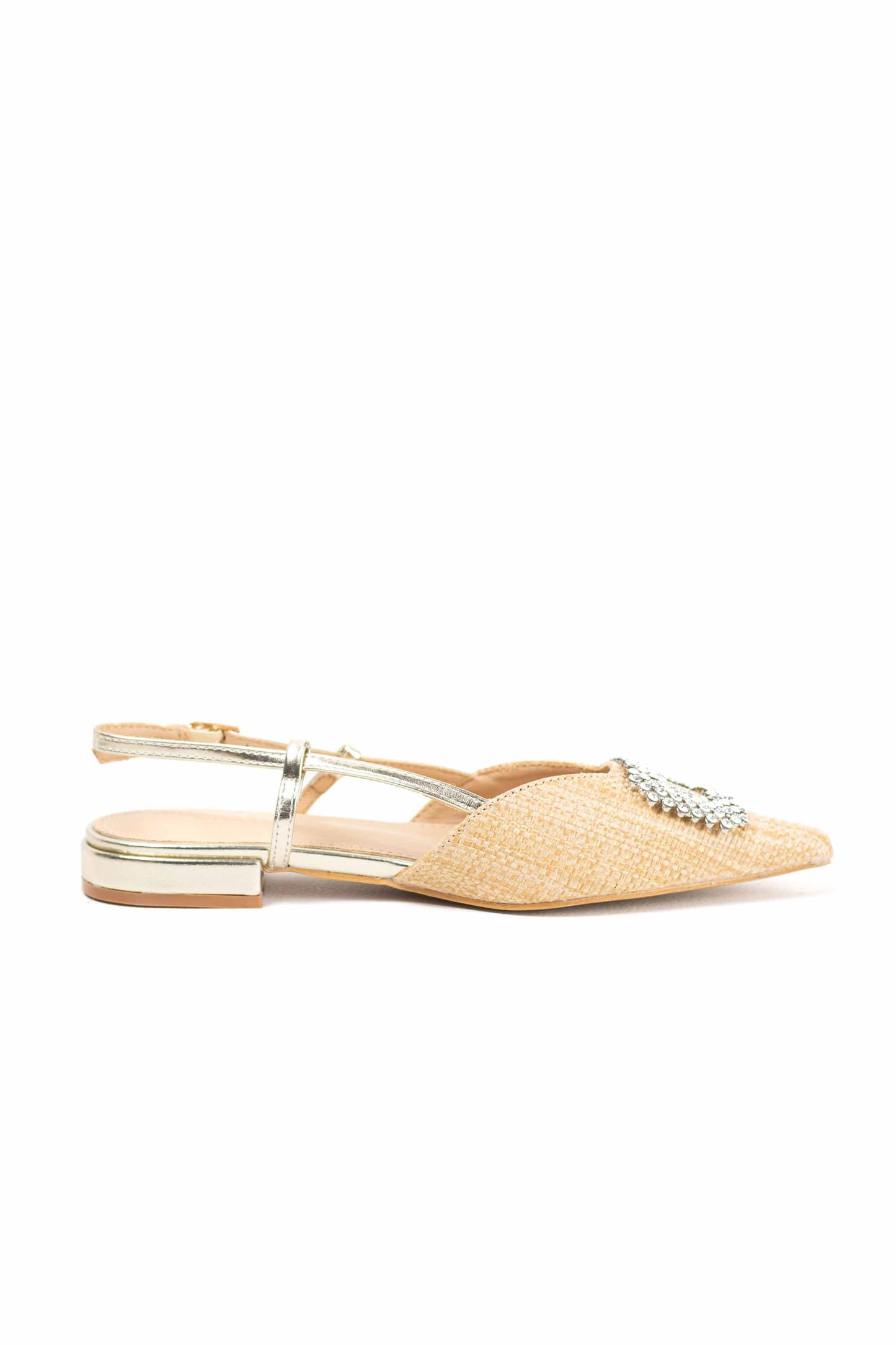 Sandalias Mujer Doradas con Detalle de Pedrería Elegante