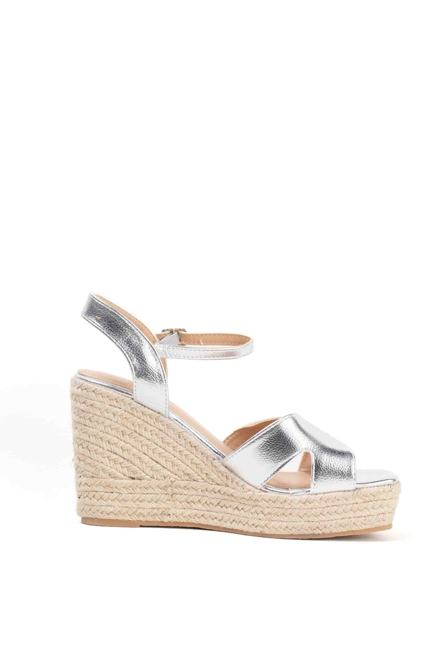 Sandalias cuña mujer doradas altas