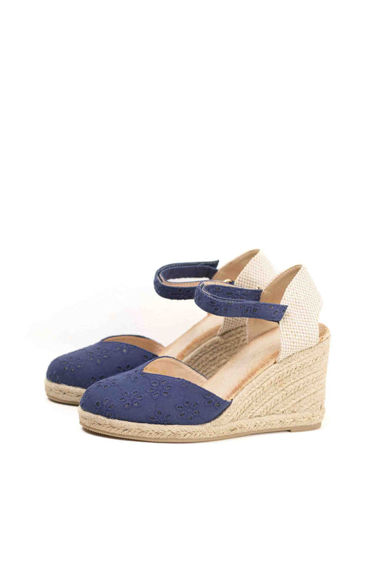 Alpargatas cuñas altas de espartos con plataforma cierre con velcro diseño bordados