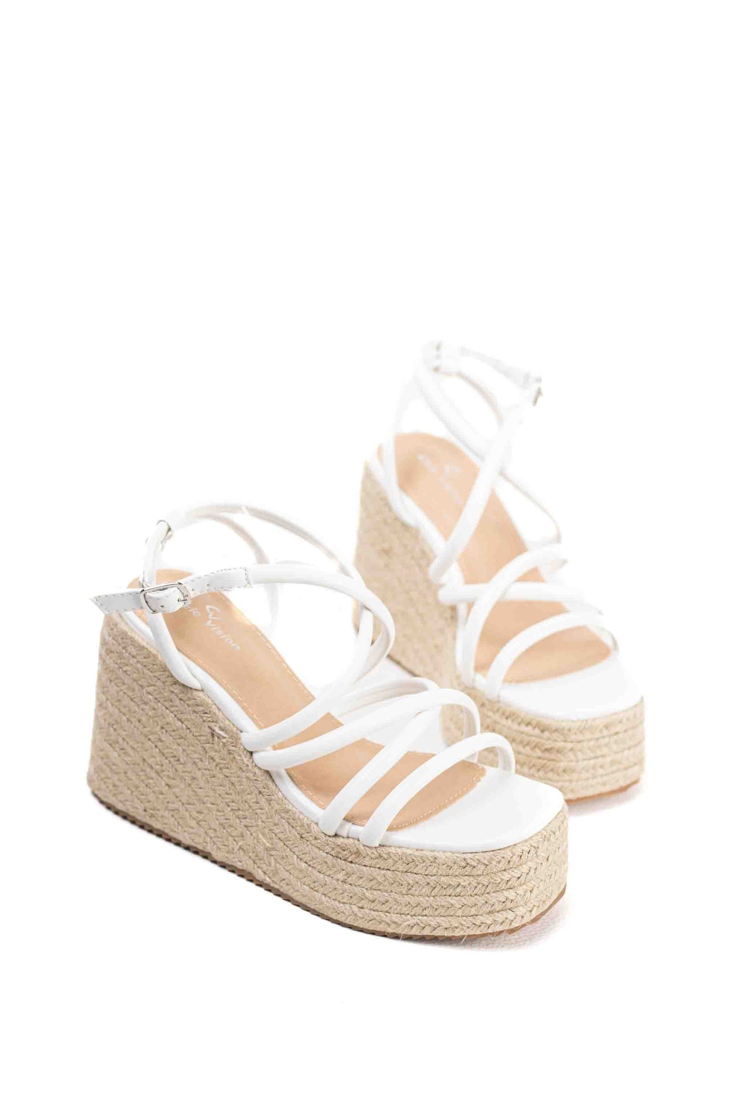 sandalias mujer doradas de tiras con plataforma de esparto color Plata talla 39