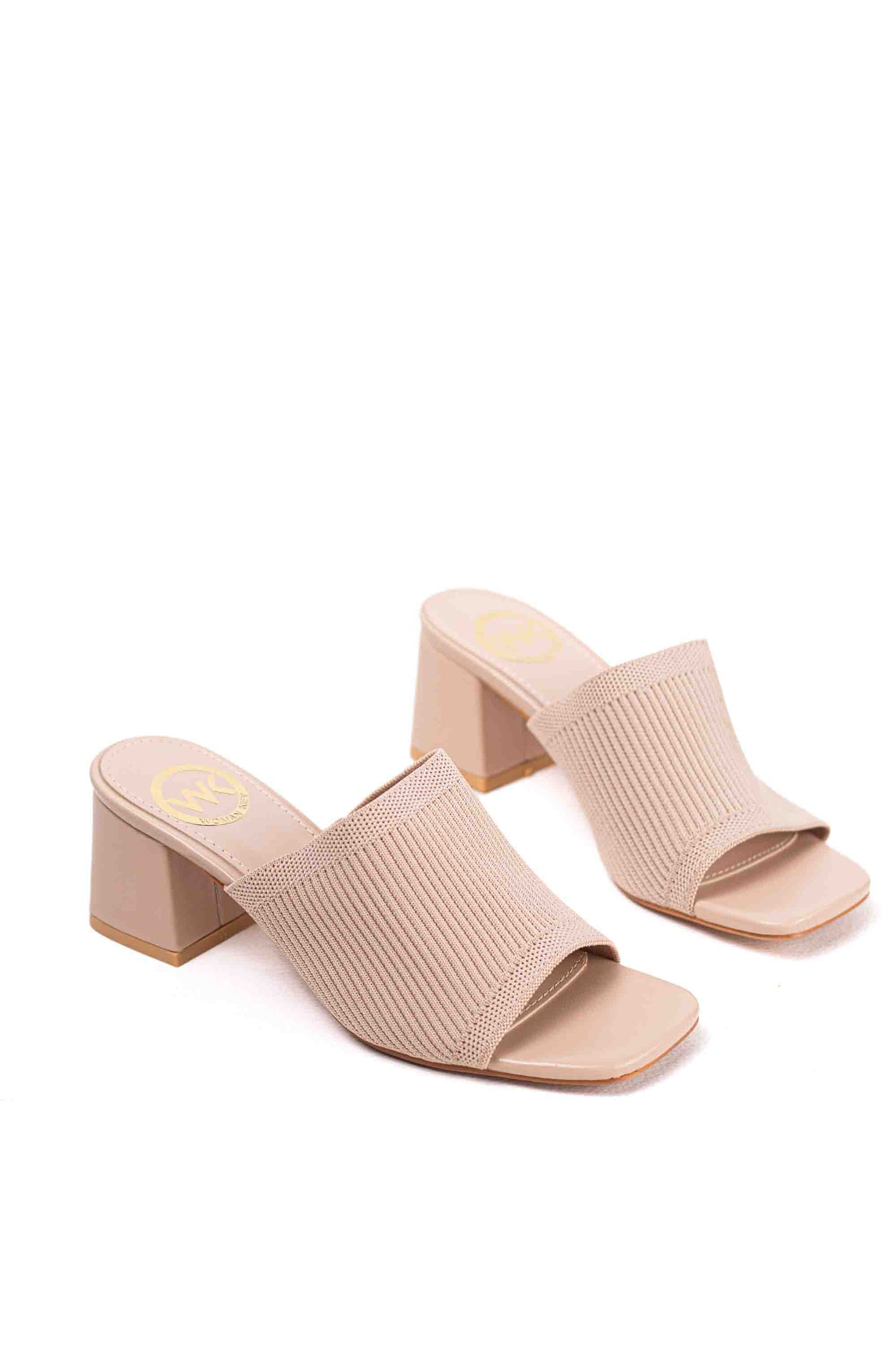 Sandalias doradas mules mujer con tacón bajo con palas elásticas