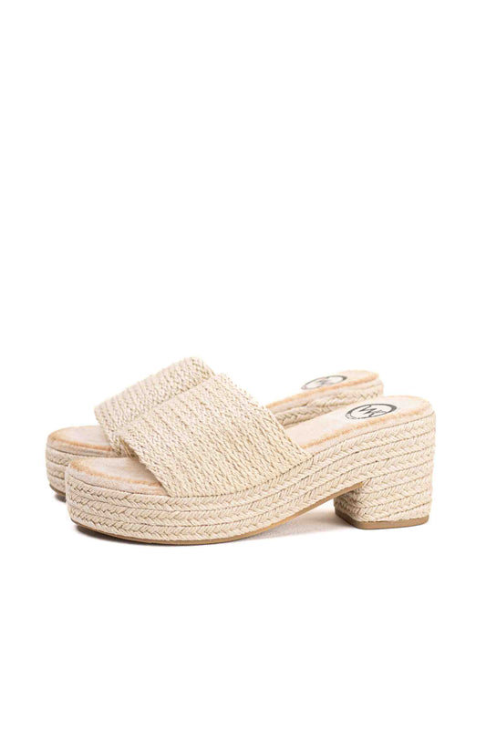 Sandalias mules de Esparto tacón medio