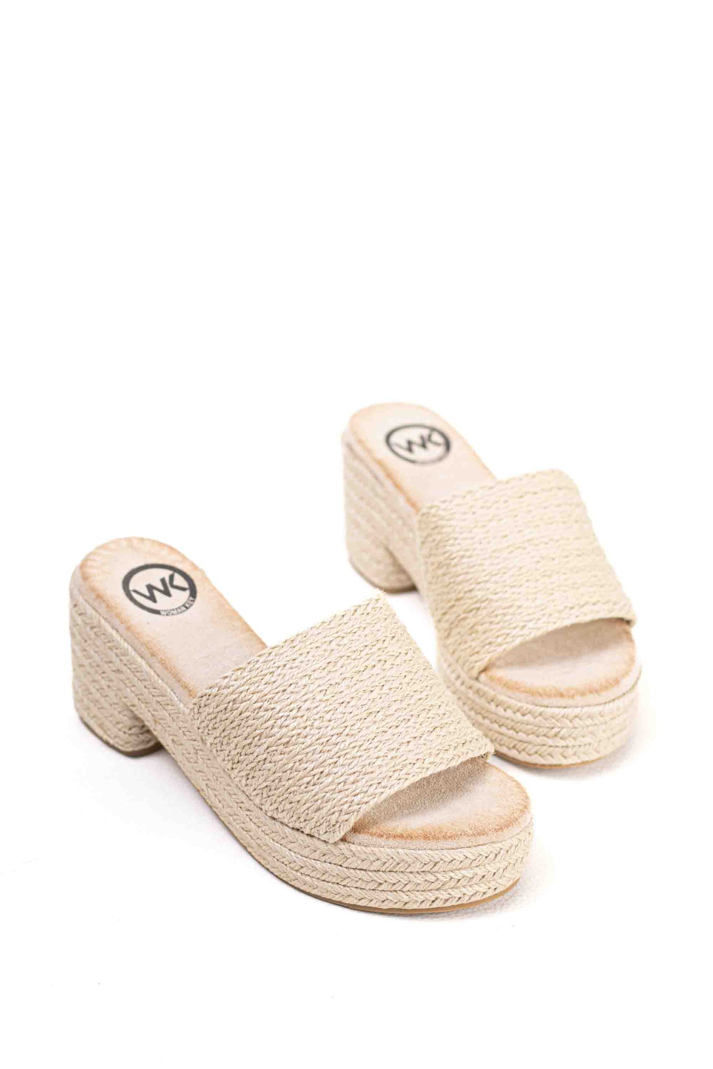 Sandalias mules de Esparto tacón medio