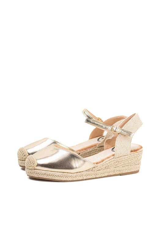 alpargatas doradas cunas bajas de esparto con plataforma mujer con plantilla acolchada color Gold talla 36