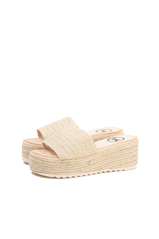 Sandalias mujer de esparto con cuña y plataforma