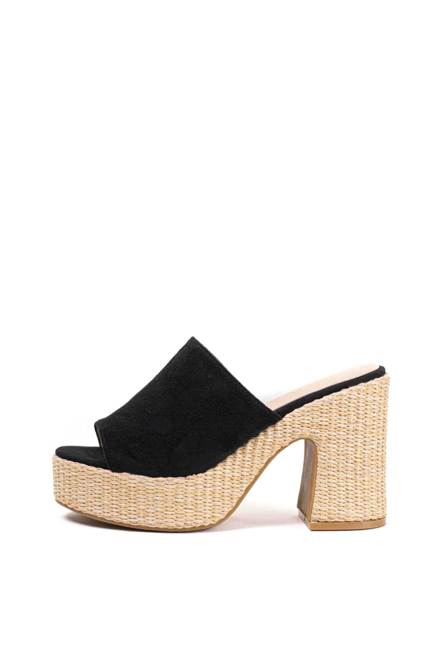 Sandalias doradas zuecos tacón alto con plataforma de rafia