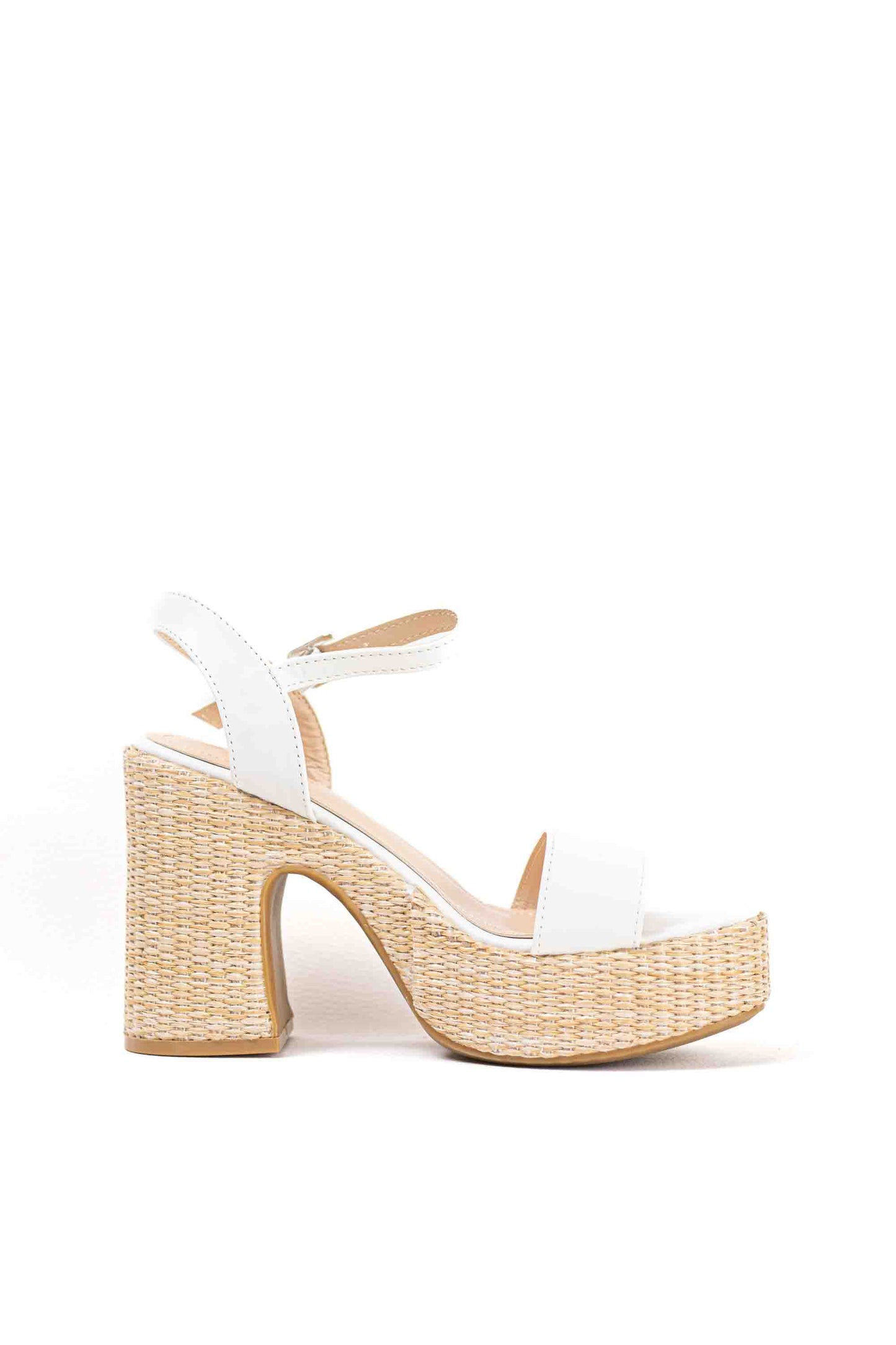 Sandalias doradas tacón alto con plataforma de rafia para mujer super ligeras