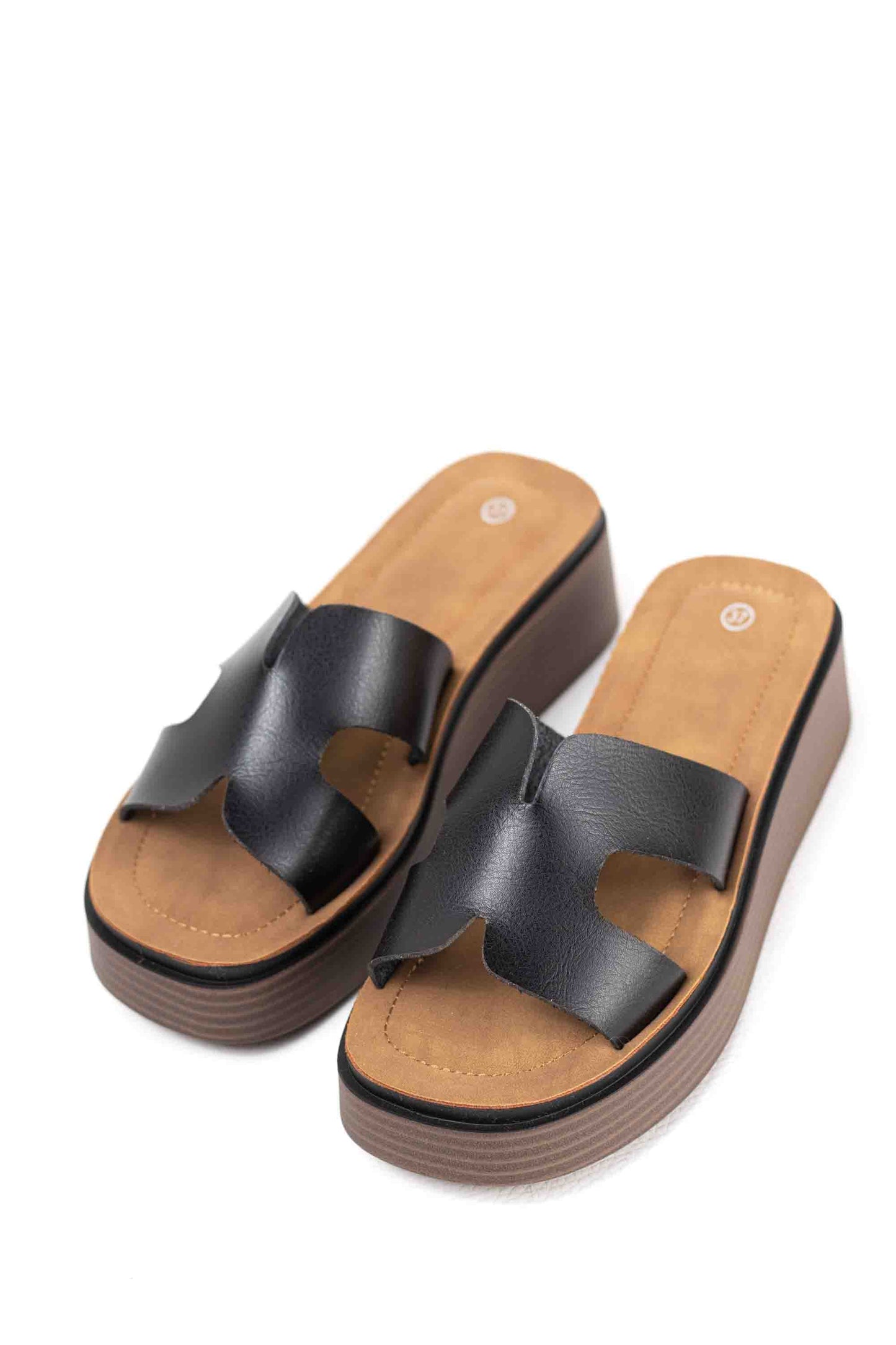 Sandalias cuñas bajas con plataforma efecto madera para mujer con plantilla acolchada