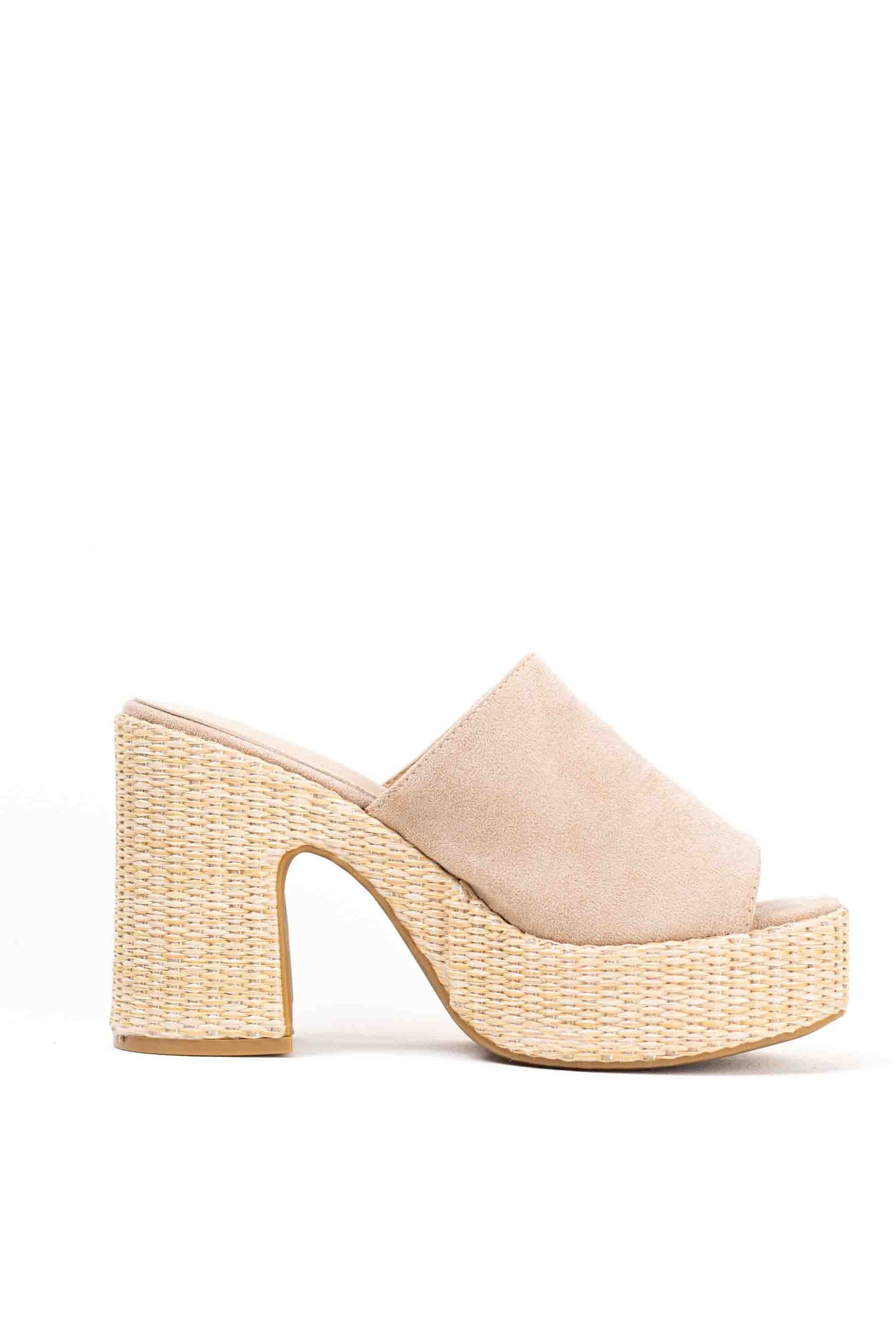 Sandalias doradas zuecos tacón alto con plataforma de rafia