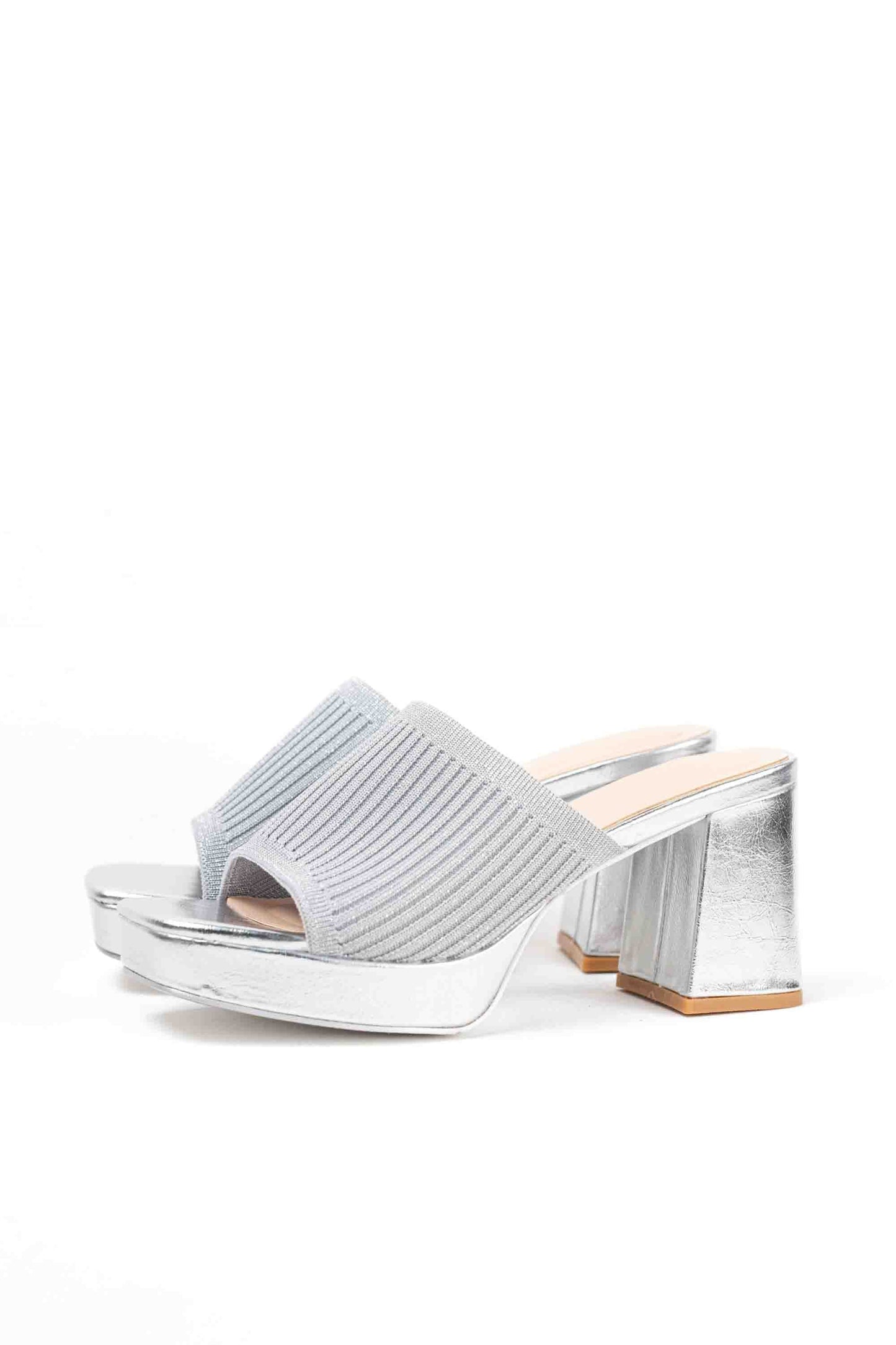 Sandalias doradas mules mujer de tacón bloque