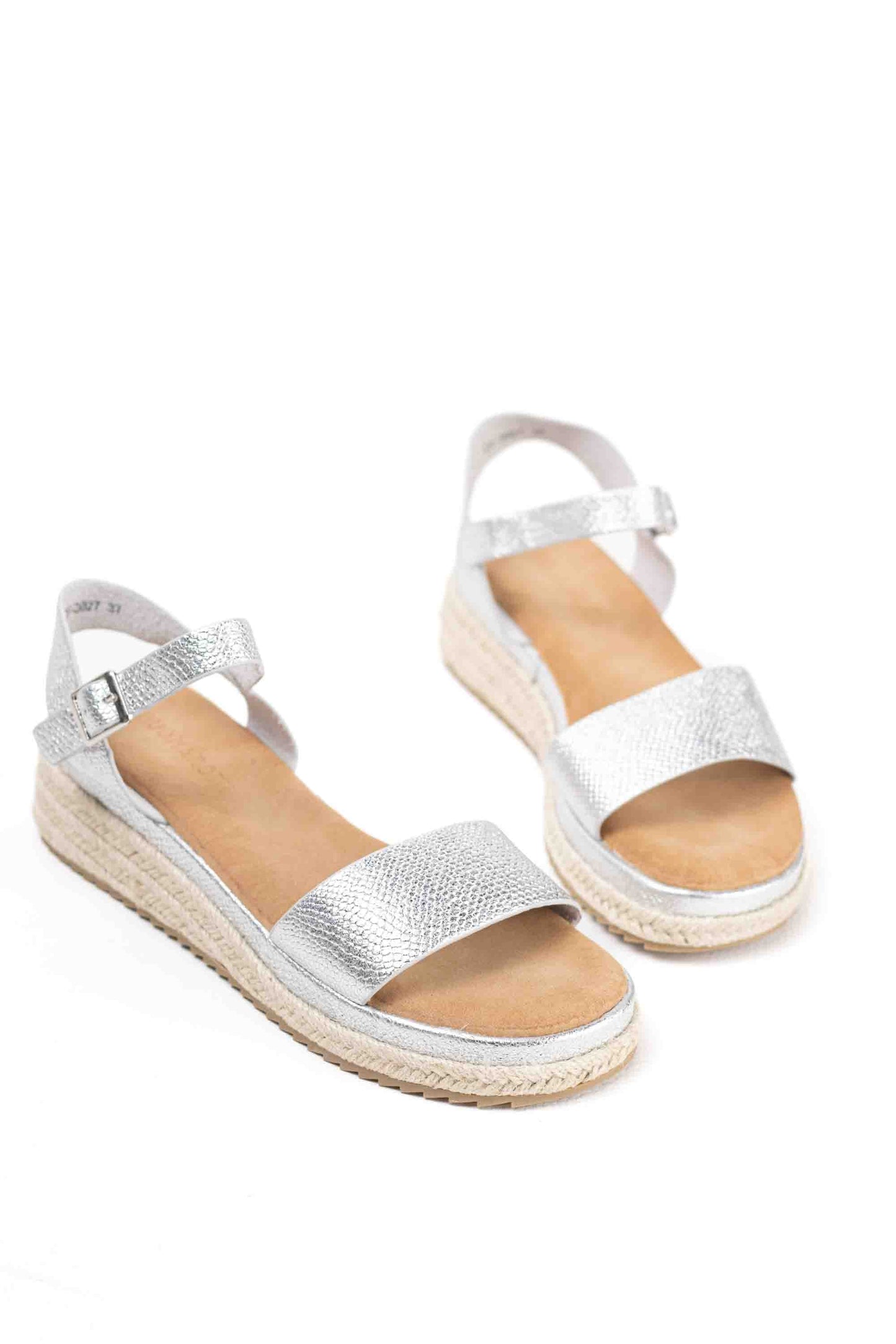 Sandalias doradas mujer de esparto diseño con doble tira