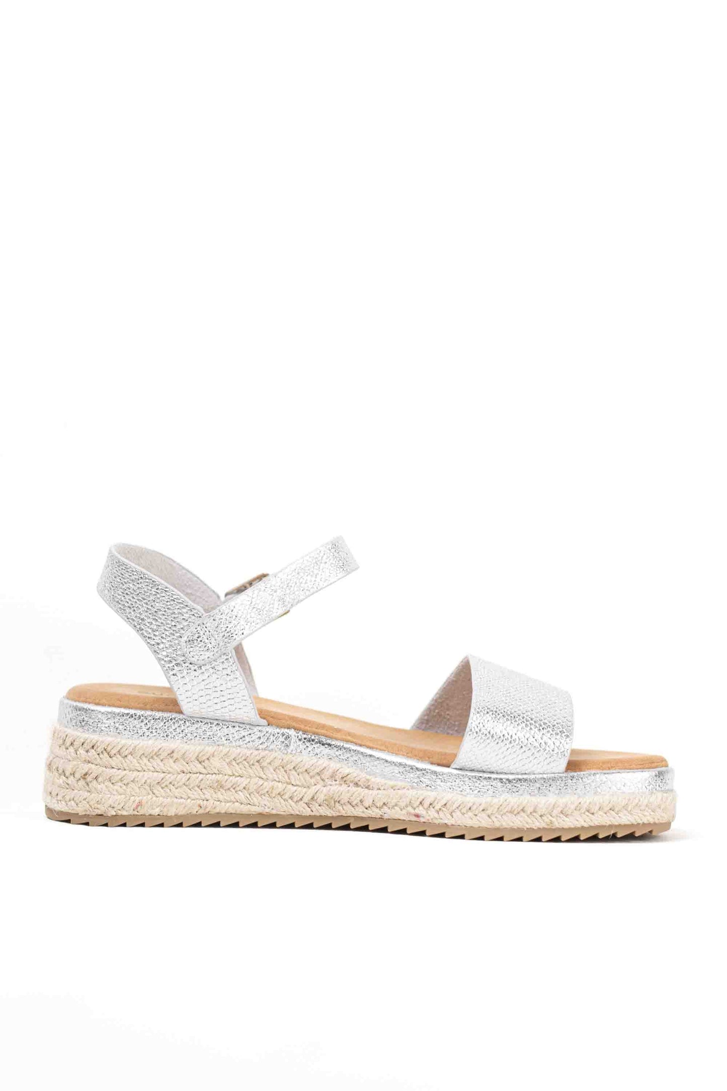 Sandalias doradas mujer de esparto diseño con doble tira