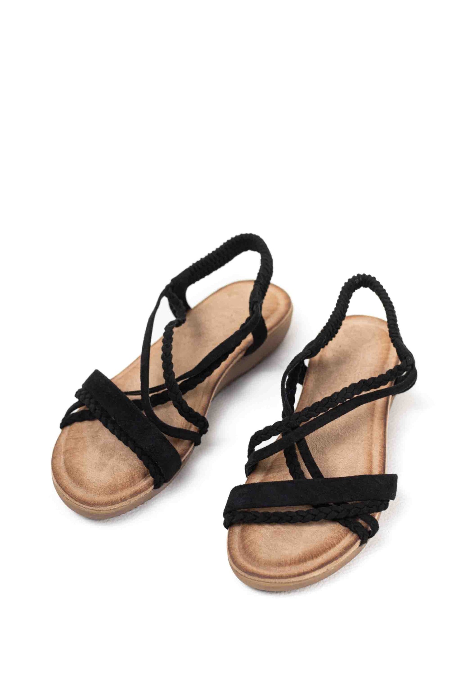 Sandalias doradas mujer con mini cuñas con la plantilla acolchada con tiras trasera elásticas