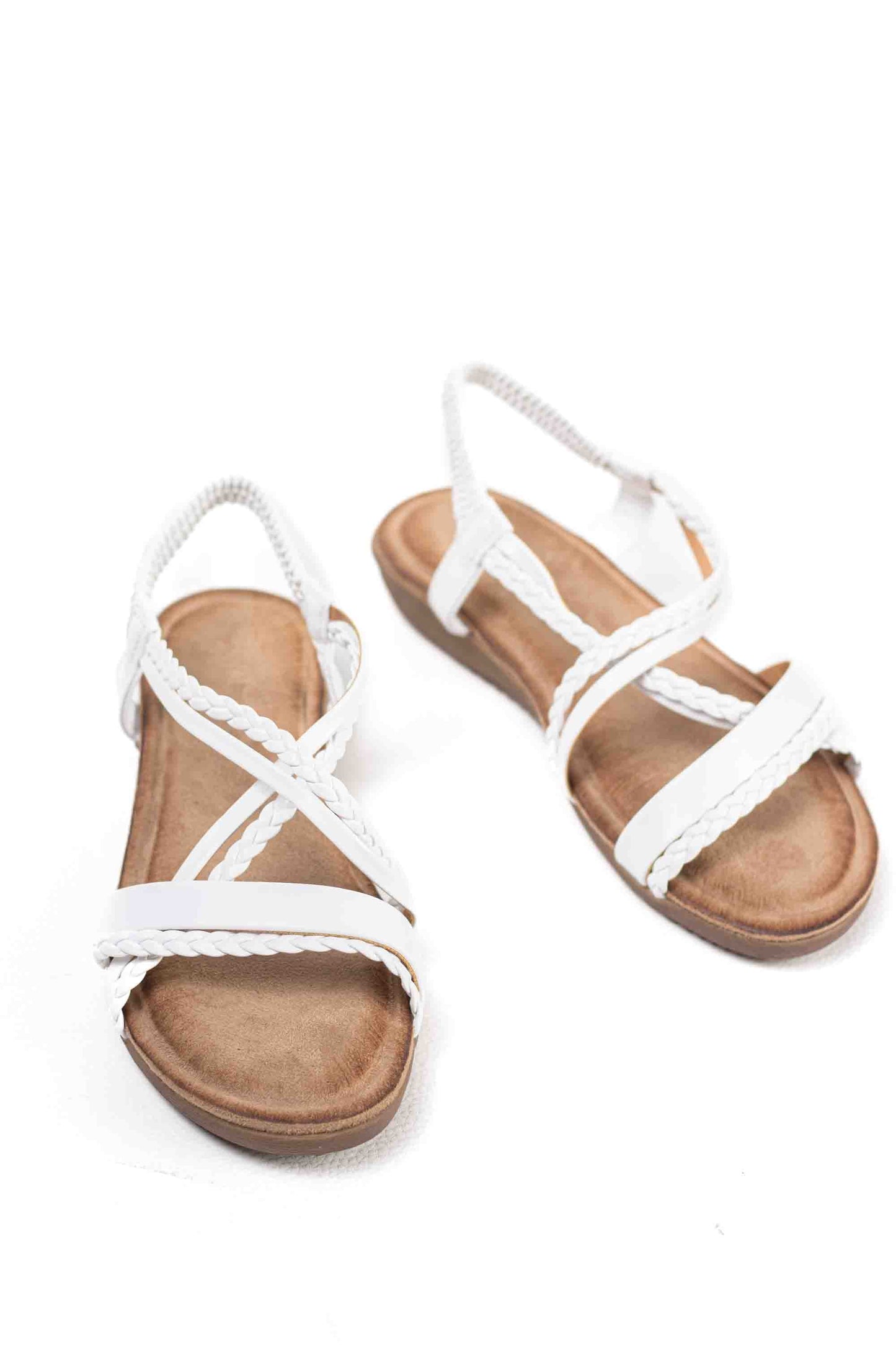 Sandalias doradas mujer con mini cuñas con la plantilla acolchada con tiras trasera elásticas