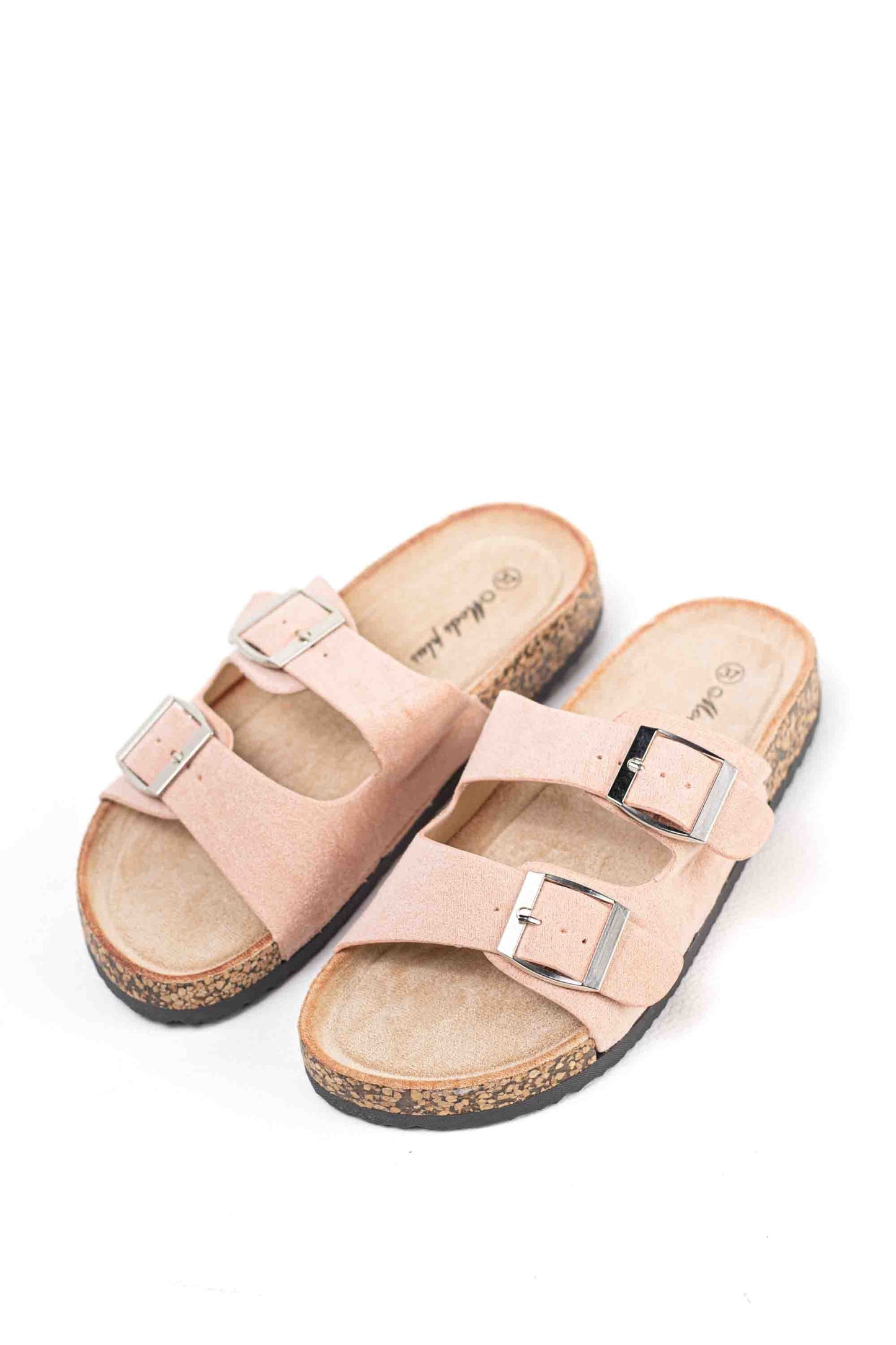 Sandalias mujer planas con doble hebilla metálica con suela corcho