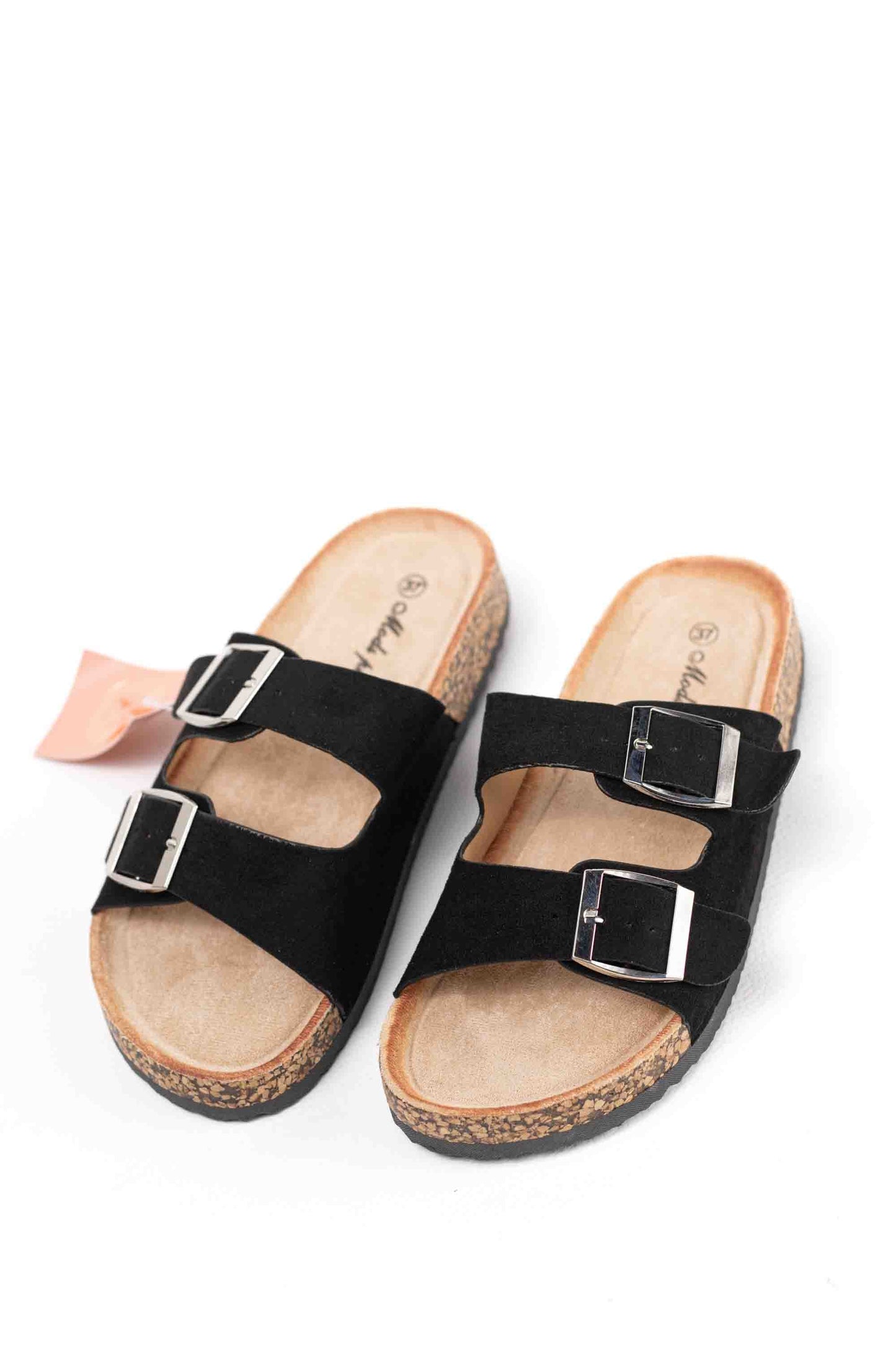 Sandalias mujer planas con doble hebilla metálica con suela corcho