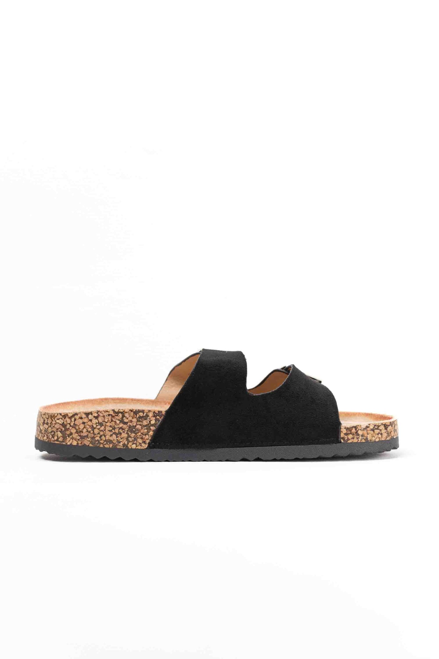 Sandalias mujer planas con doble hebilla metálica con suela corcho