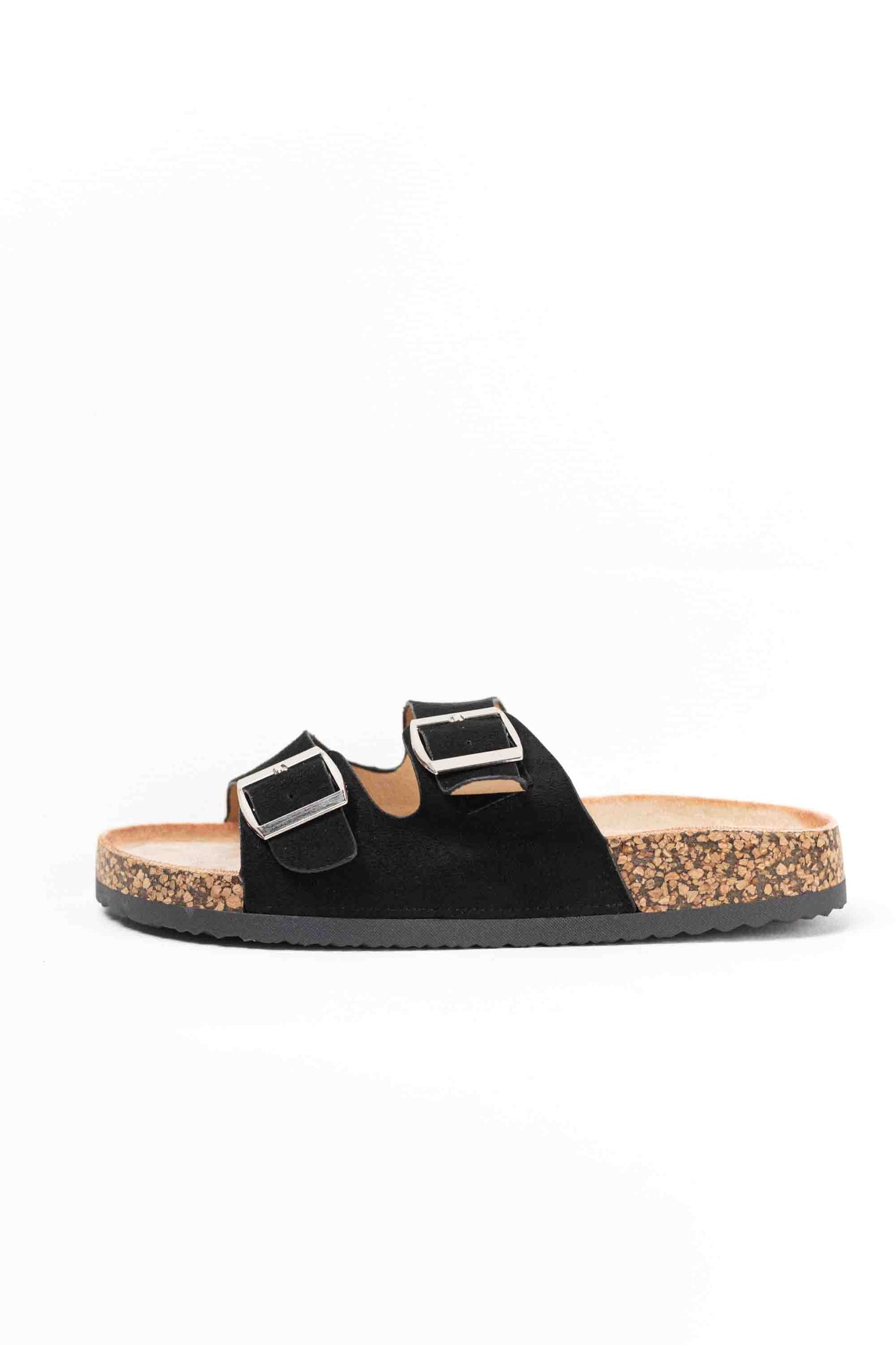 Sandalias mujer planas con doble hebilla metálica con suela corcho