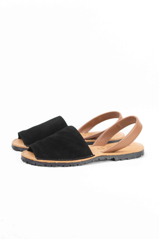 Menorquinas clásicas mujer de piel serraje hechas en España con suela de goma