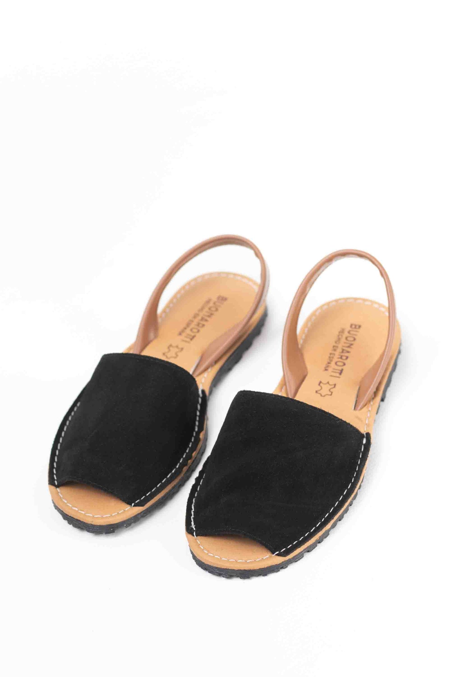 Menorquinas clásicas mujer de piel serraje hechas en España con suela de goma