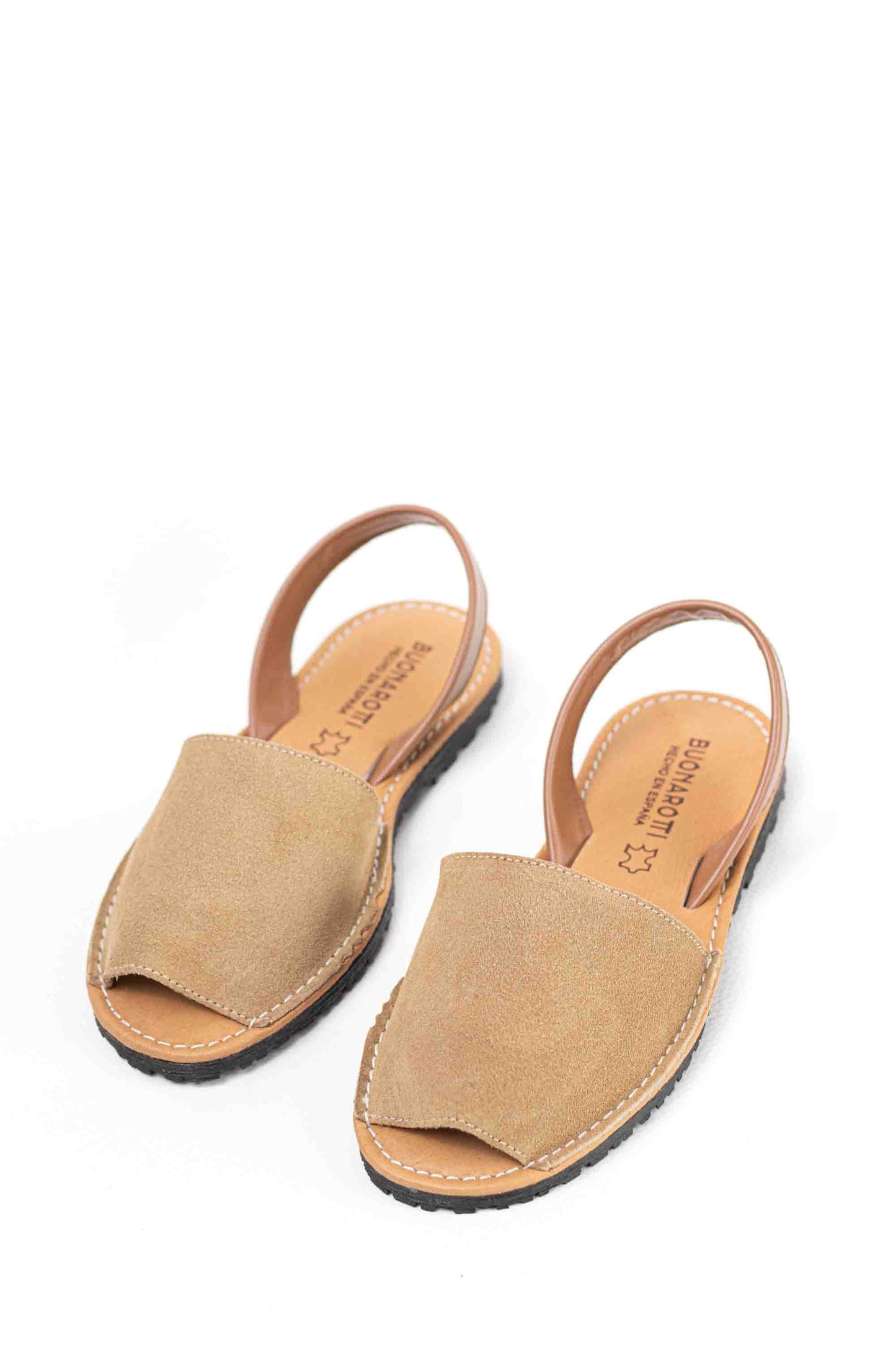 Menorquinas clásicas mujer de piel serraje hechas en España con suela de goma