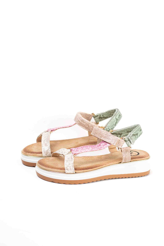 Sandalias con velcro para mujer con plantilla acolchada
