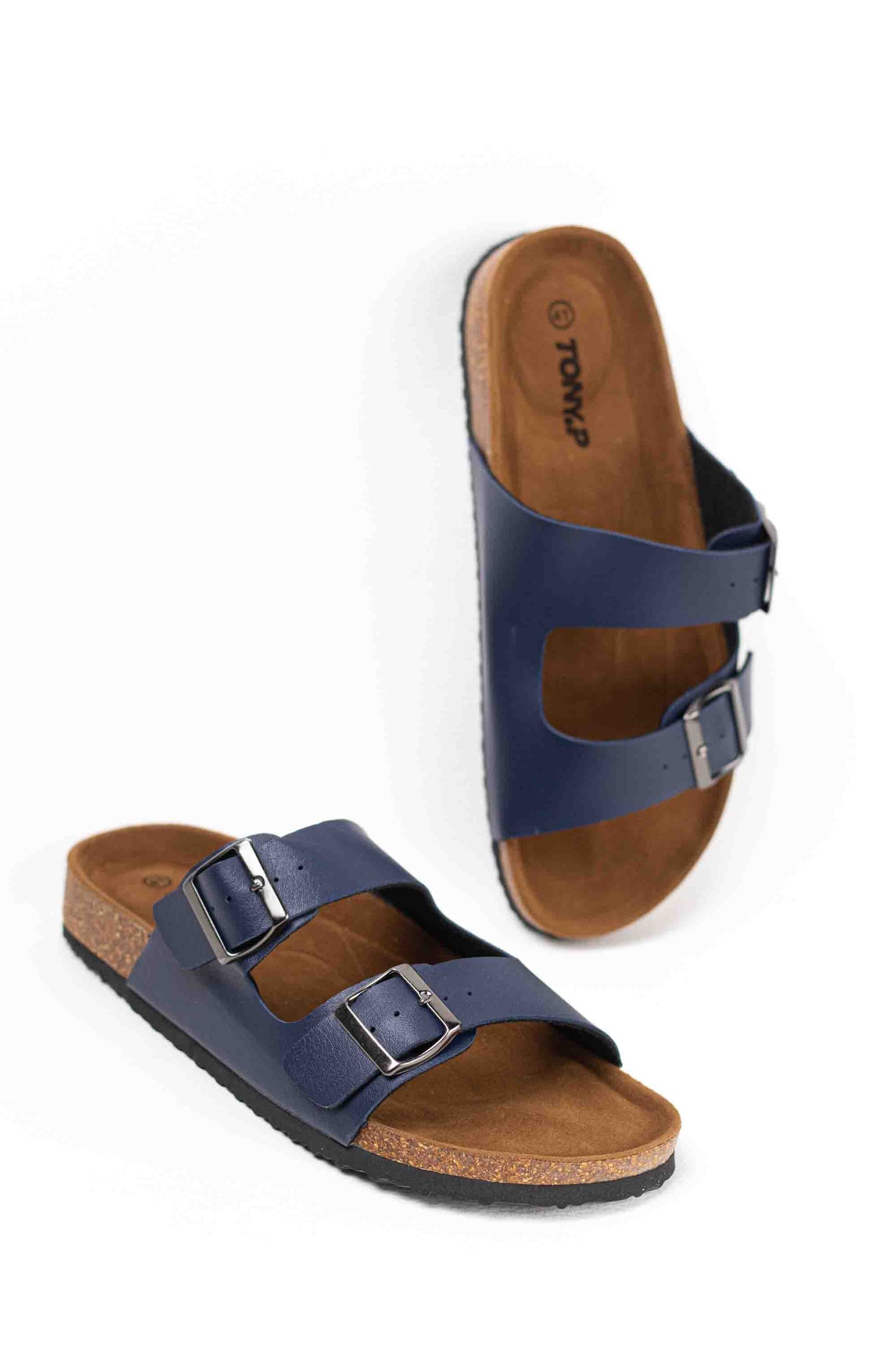 Sandalias doble hebilla para hombre con plantilla de corcho