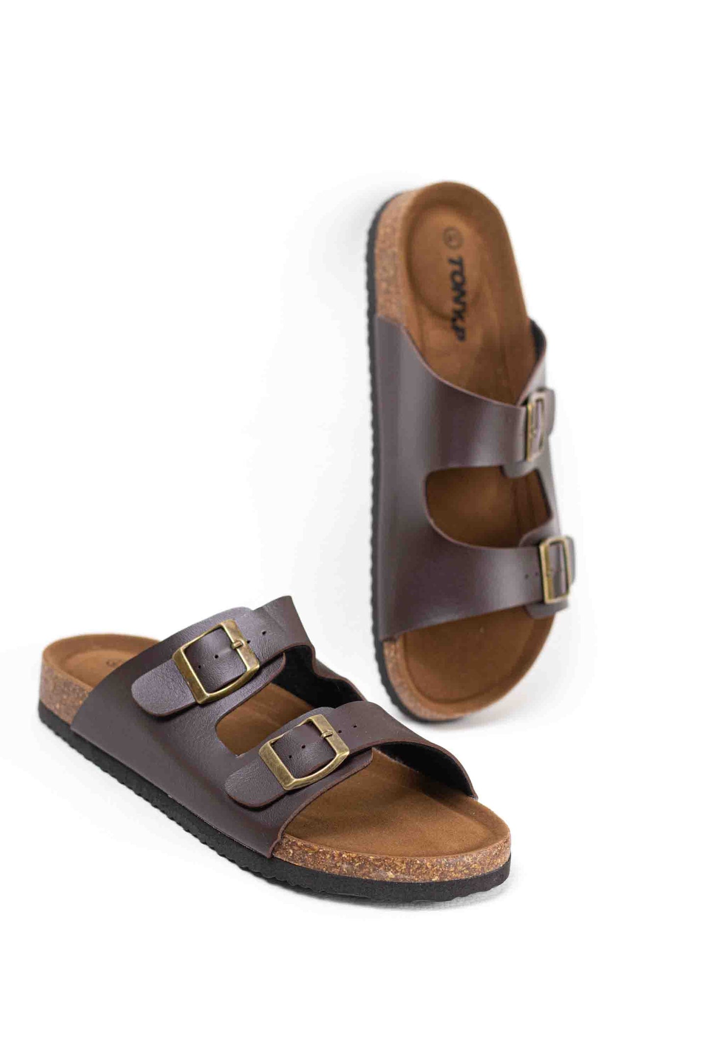 Sandalias doble hebilla para hombre con plantilla de corcho