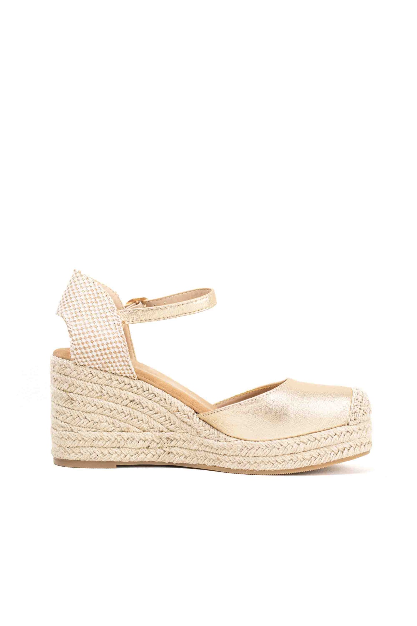 alpargatas doradas mujer de cunas altas de esparto con plataforma ligera con plantillas acolchadas color Doradas talla 40