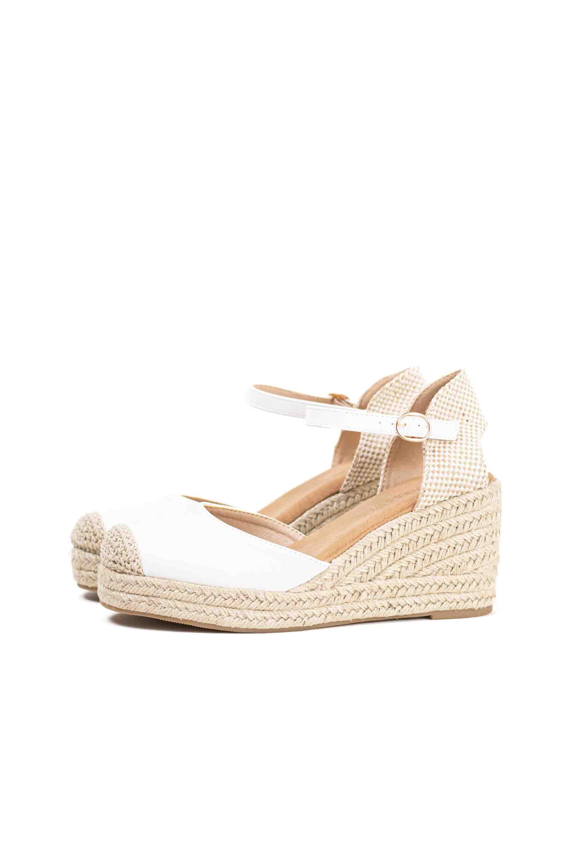 alpargatas doradas mujer de cunas altas de esparto con plataforma ligera con plantillas acolchadas color Blancas talla 36