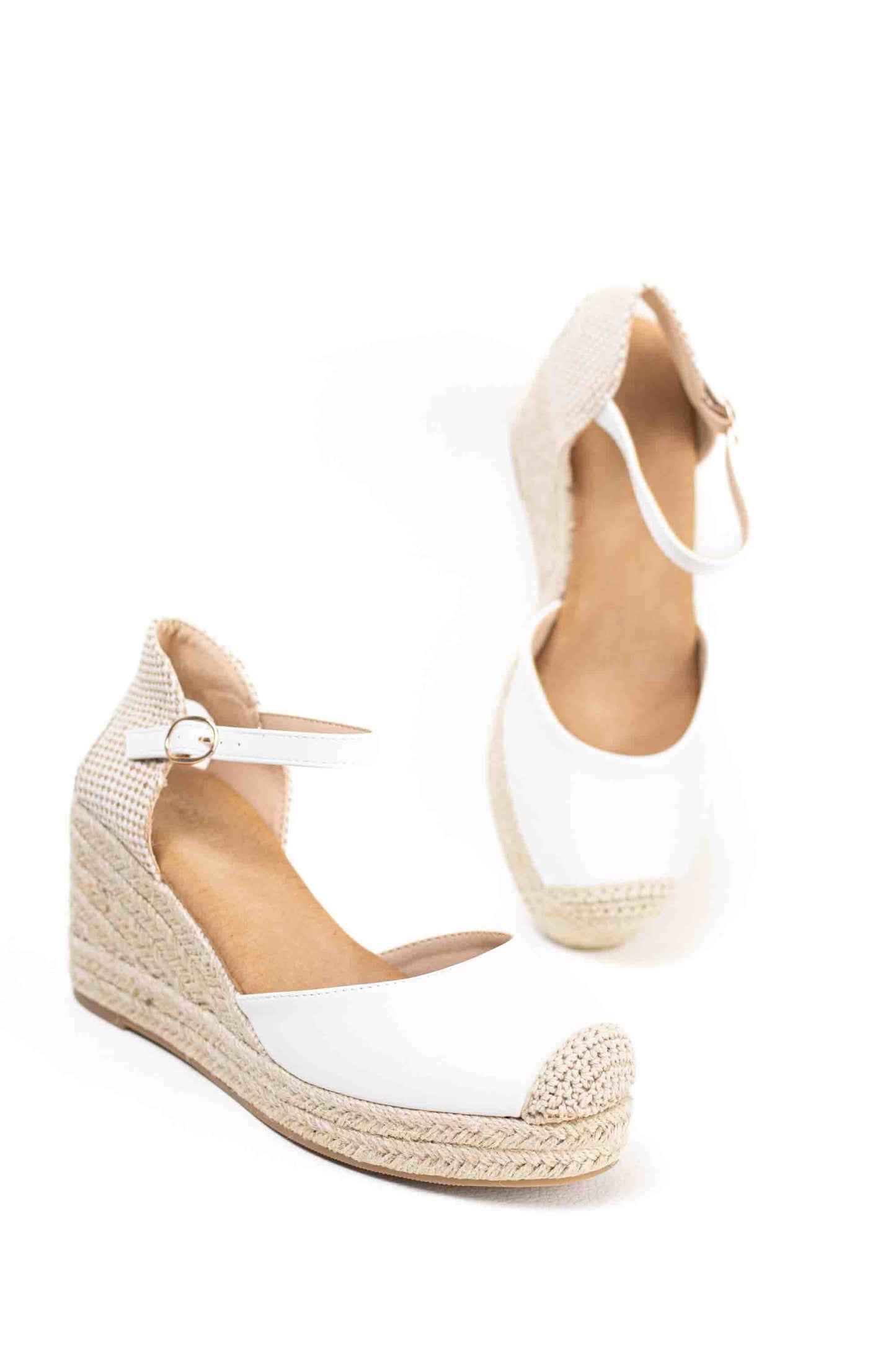 alpargatas doradas mujer de cunas altas de esparto con plataforma ligera con plantillas acolchadas color Blancas talla 39