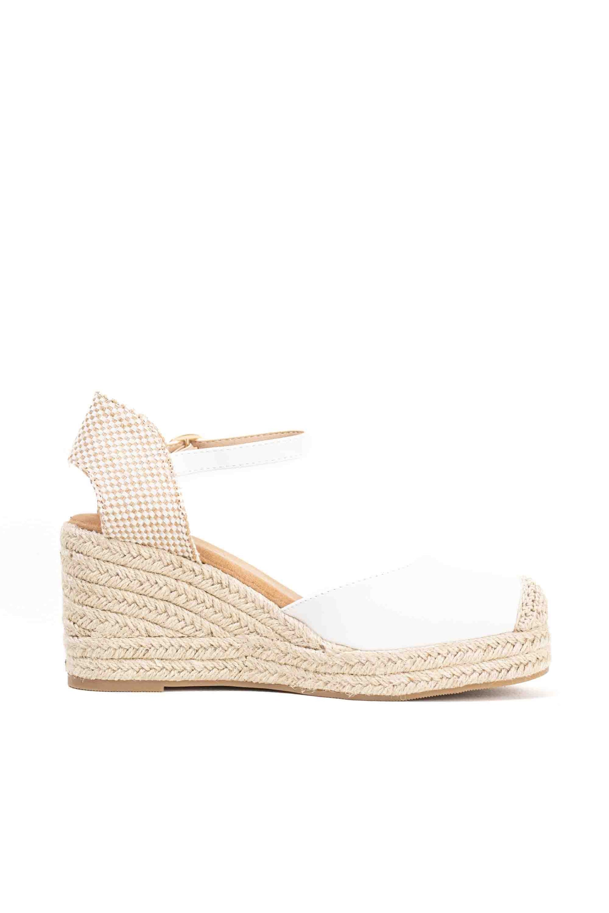 alpargatas doradas mujer de cunas altas de esparto con plataforma ligera con plantillas acolchadas color Blancas talla 40
