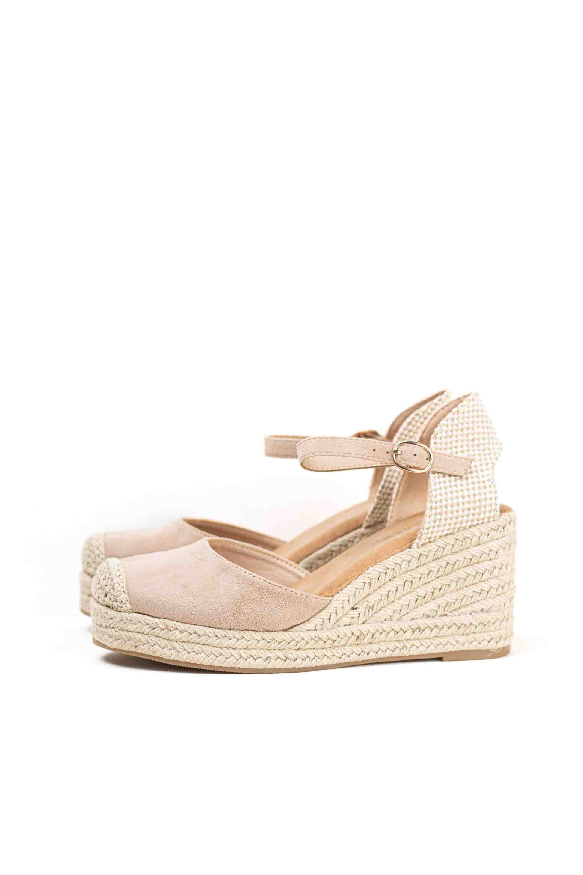 alpargatas doradas mujer de cunas altas de esparto con plataforma ligera con plantillas acolchadas color Beige talla 36