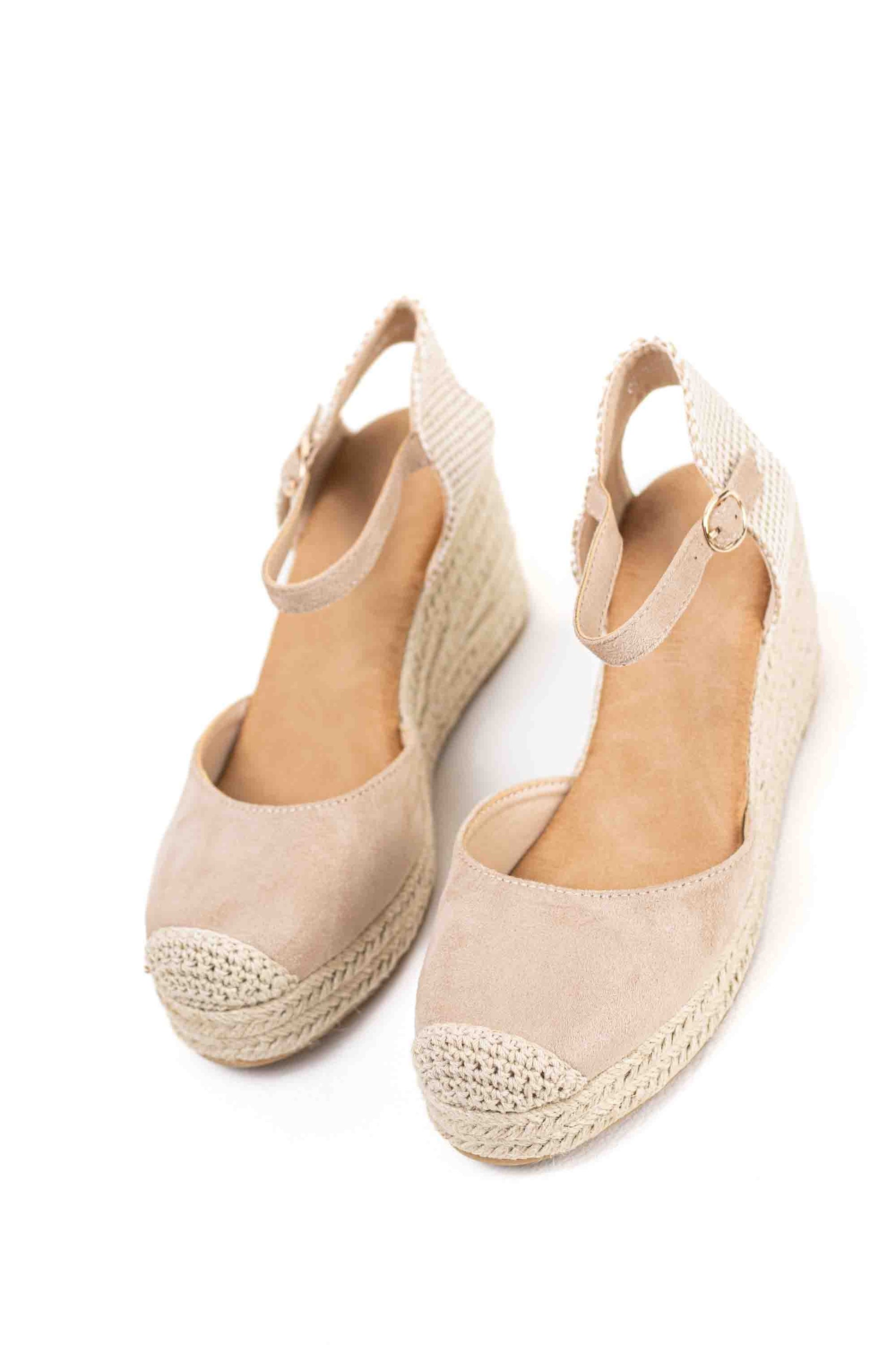 alpargatas doradas mujer de cunas altas de esparto con plataforma ligera con plantillas acolchadas color Beige talla 38