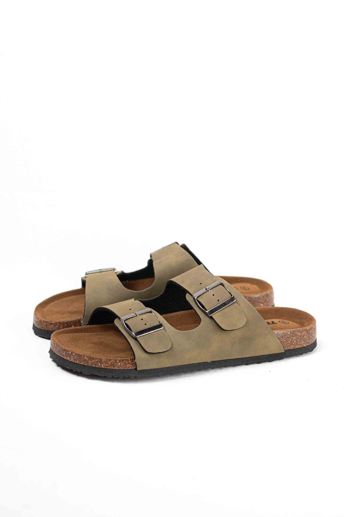 Sandalias doble hebilla para hombre con plantilla de corcho