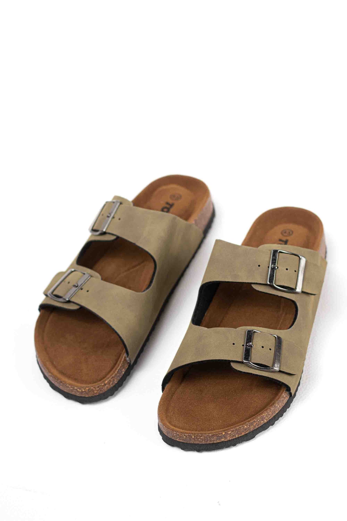 Sandalias doble hebilla para hombre con plantilla de corcho