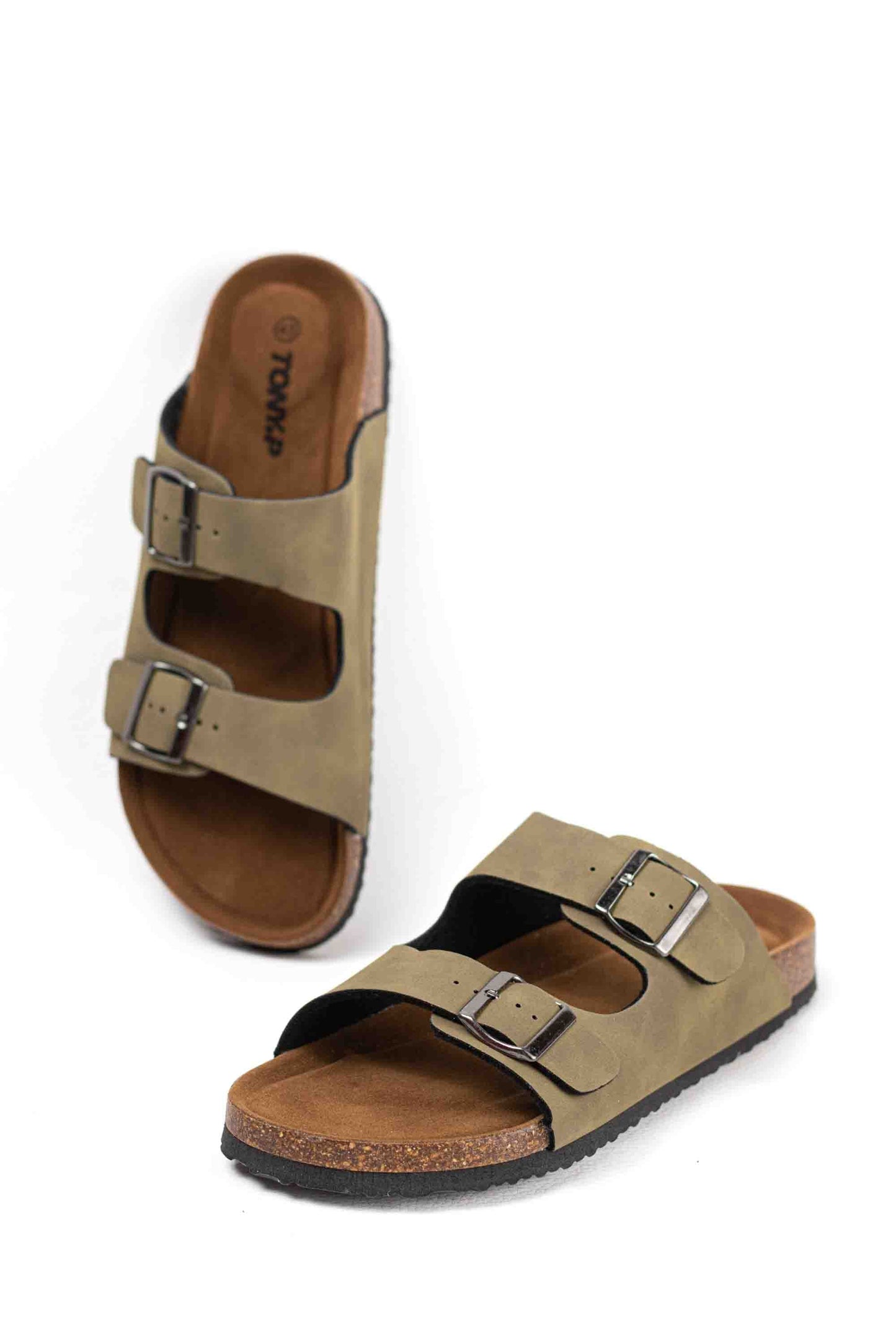 Sandalias doble hebilla para hombre con plantilla de corcho