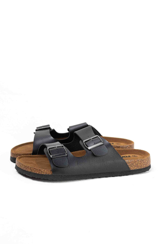 Sandalias doble hebilla para hombre con plantilla de corcho