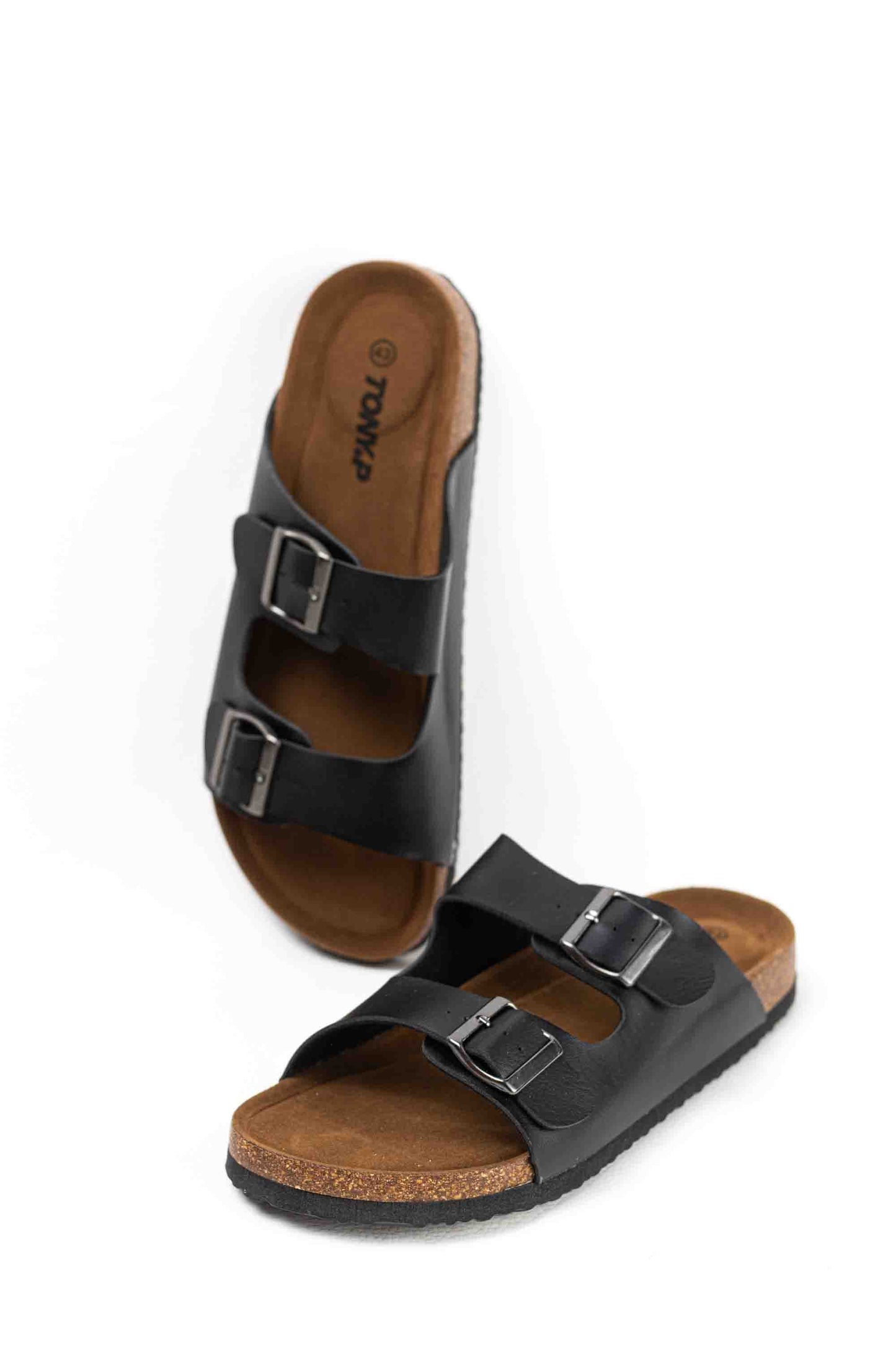 Sandalias doble hebilla para hombre con plantilla de corcho