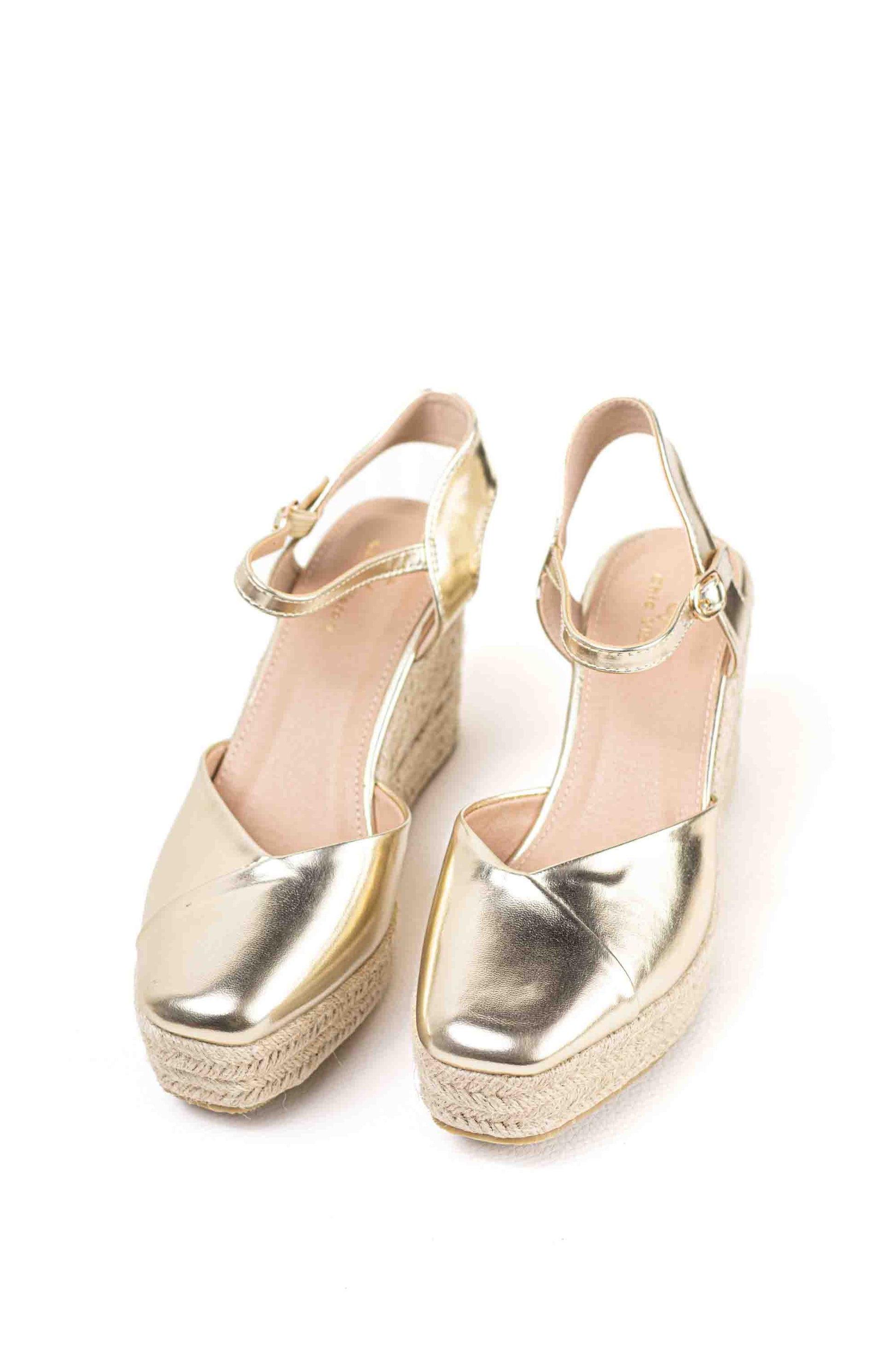 alpargatas cunas espartos altas mujer con plataforma super ligeras color Gold talla 36