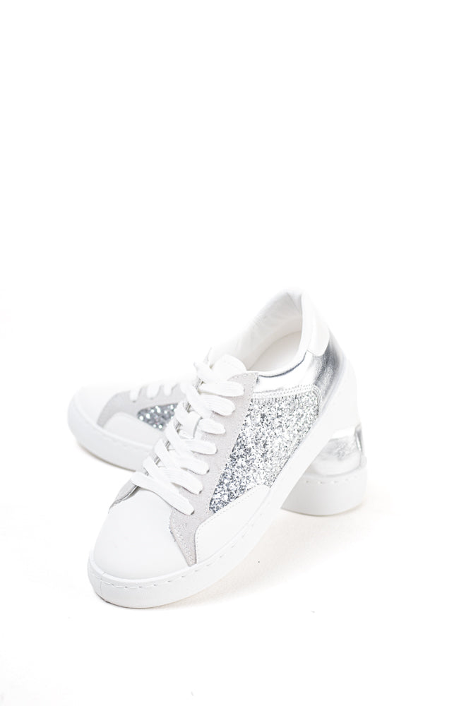 Zapatillas plataforma mujer detalla purpurinas con cordones