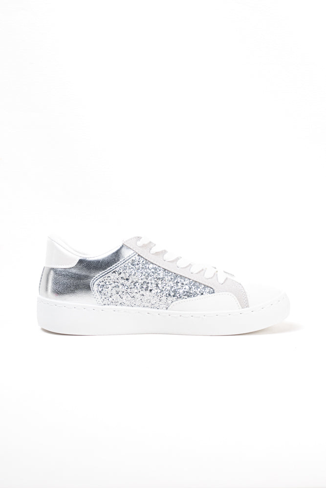 Zapatillas plataforma mujer detalla purpurinas con cordones