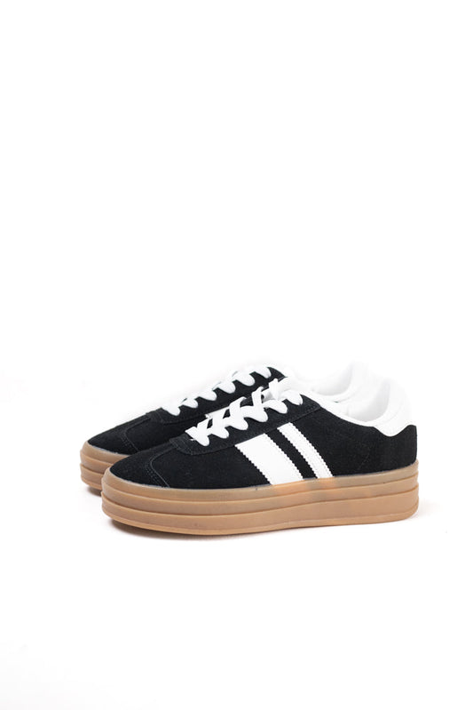 Zapatillas plataforma mujer estilo retro con cordones