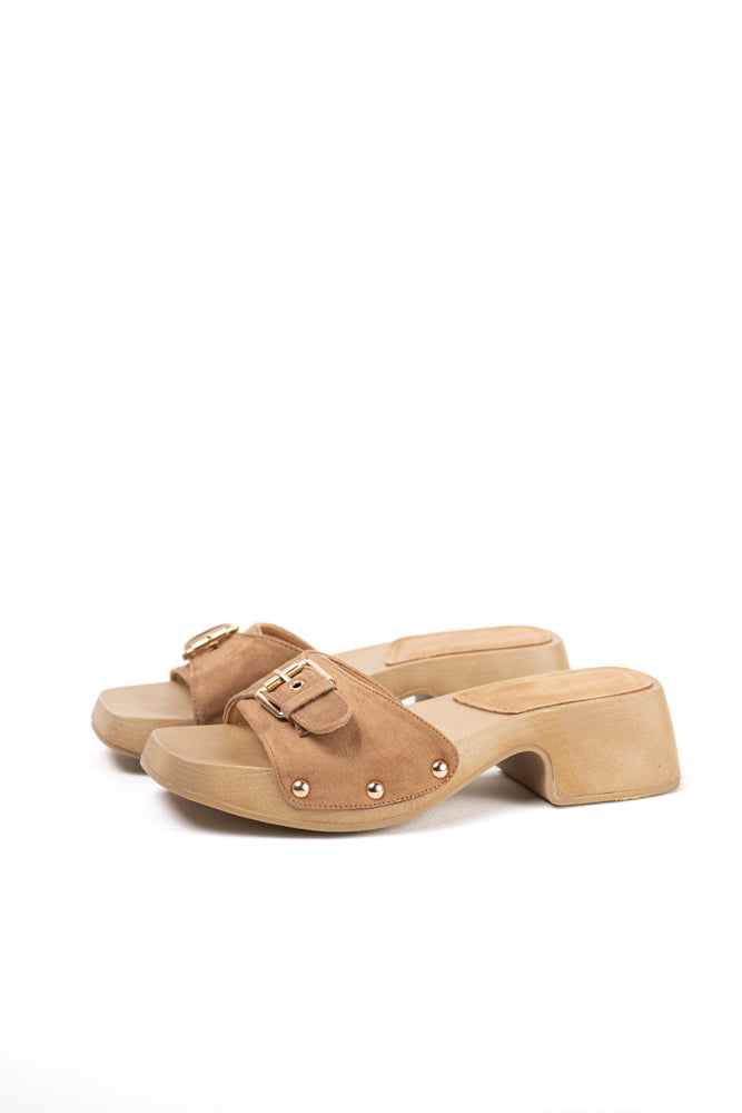 Sandalias zuecos mujer con tacón bajo y plataforma